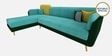 Montez Velvet RHS Sectional Sofa (3 + Lounger) in Turquoise & Green Colour