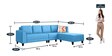 Morlie 6 Seater LHS Sofa in Blue Colour