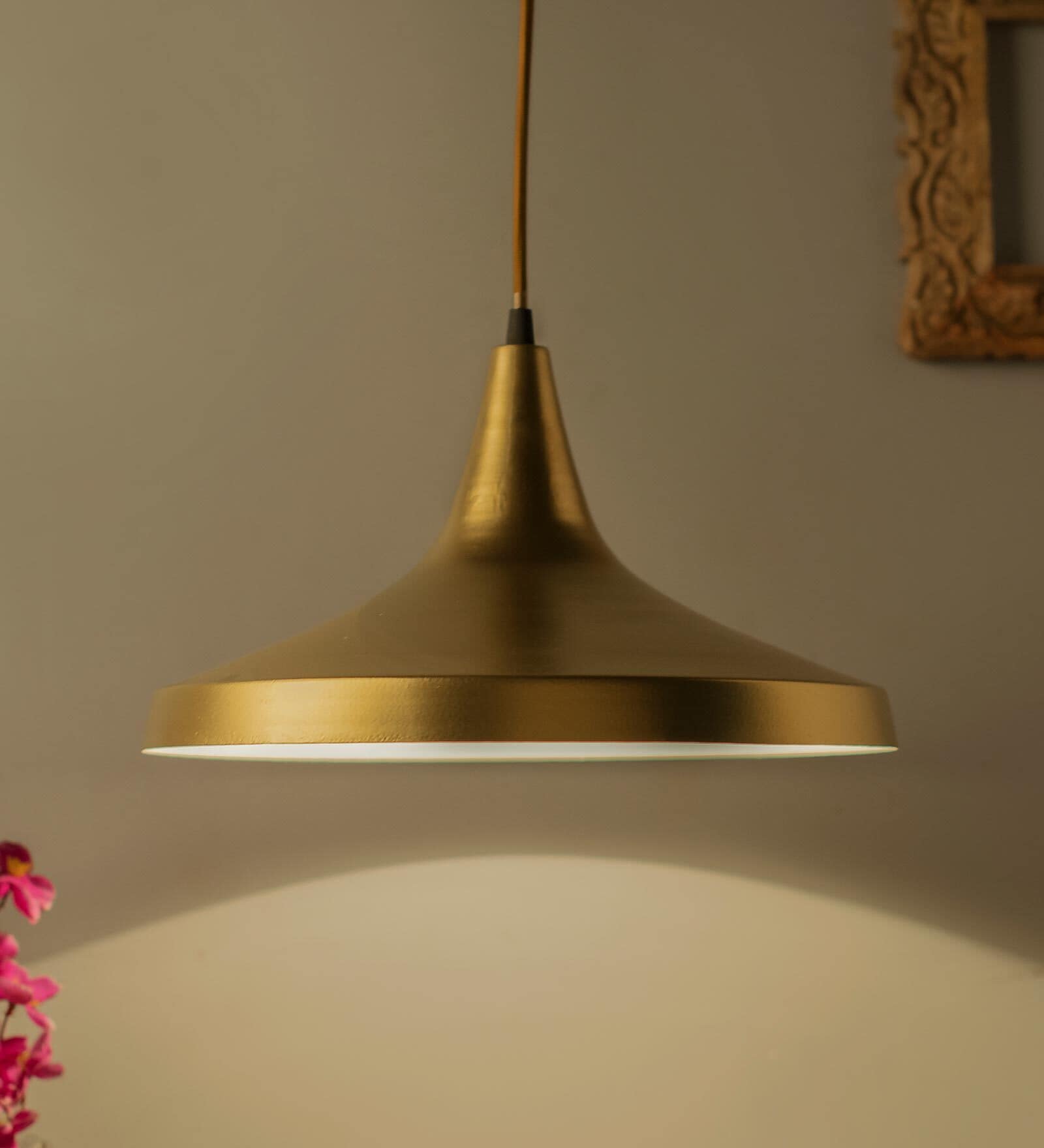 Golden Metal Dome Hanging Light
