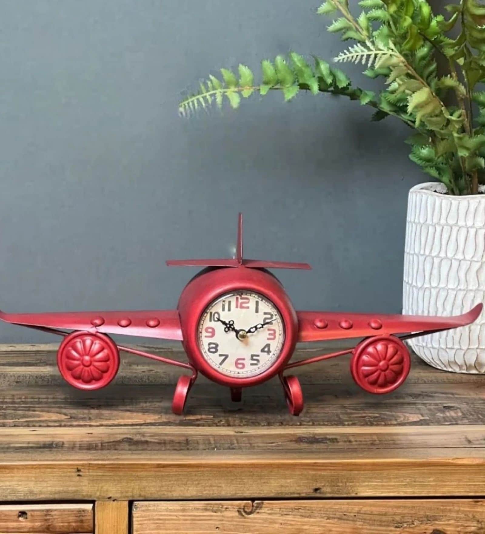 Model Clock Vintage Wingplane Red Decorative Clock