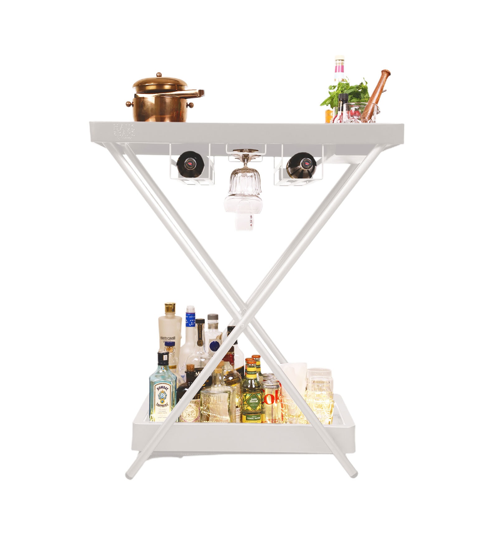 Model J Steel Portable Bar Table In Matte White Finish