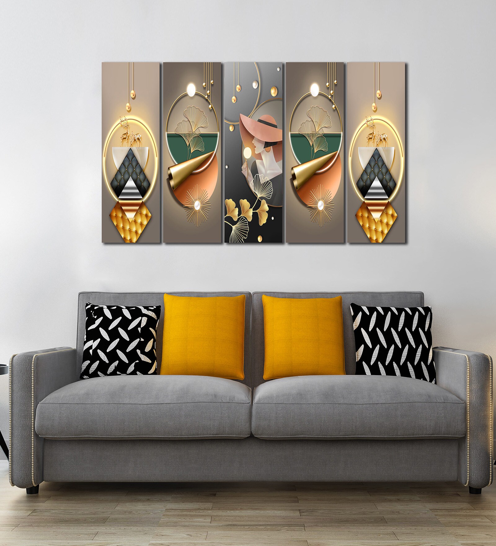 Modern & Stylish Lady Multicolour MDF Art Panels