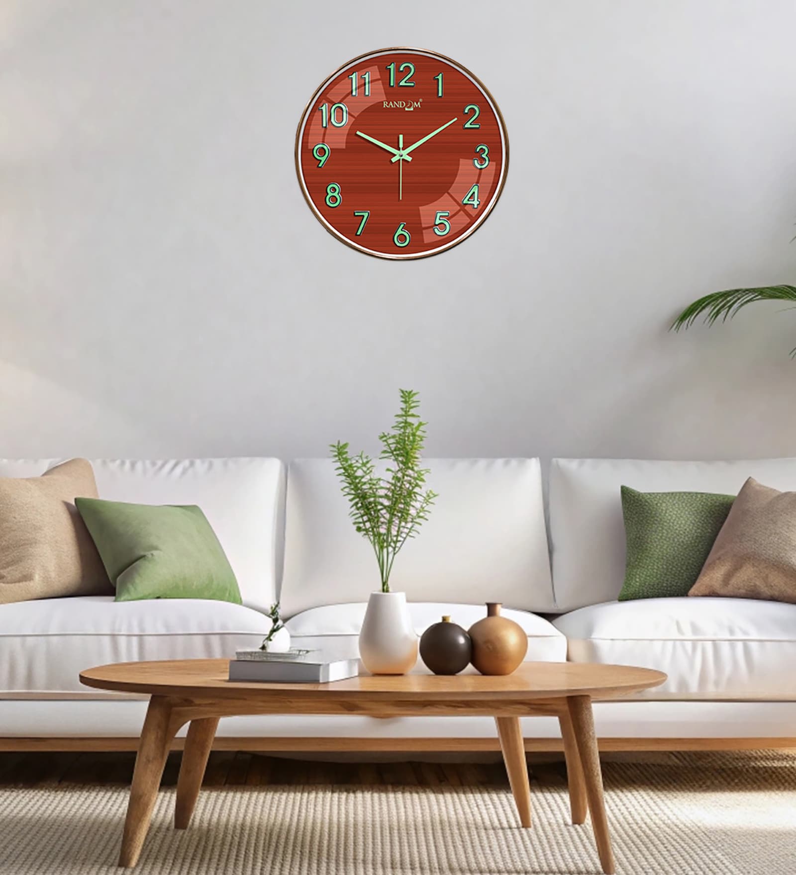 Copper Modern Wall Clock With 3D Radium Numbers (12.75 Inch)