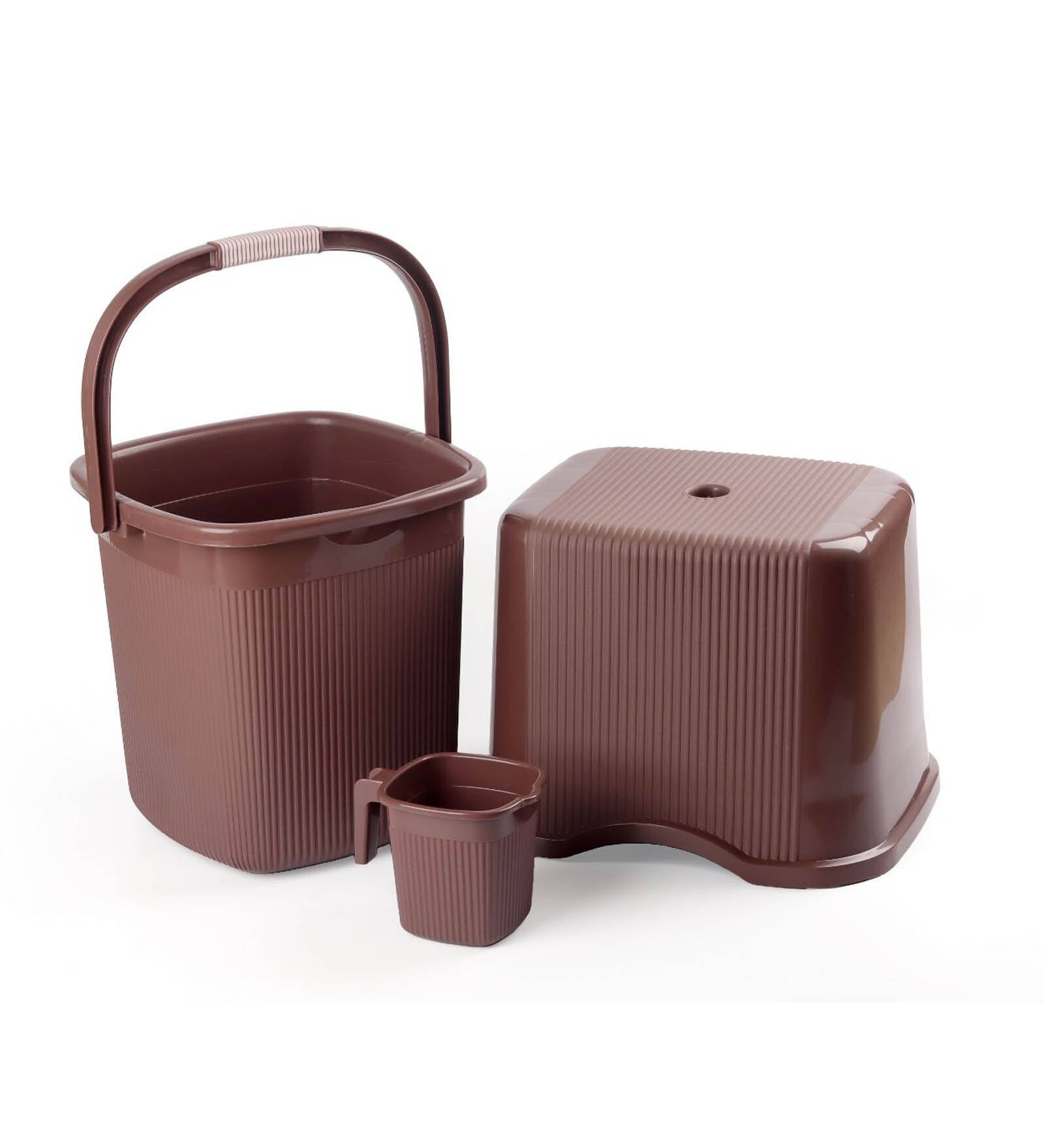 Modern 18 Ltrs Brown 3 Pc Polypropylene Bucket Set