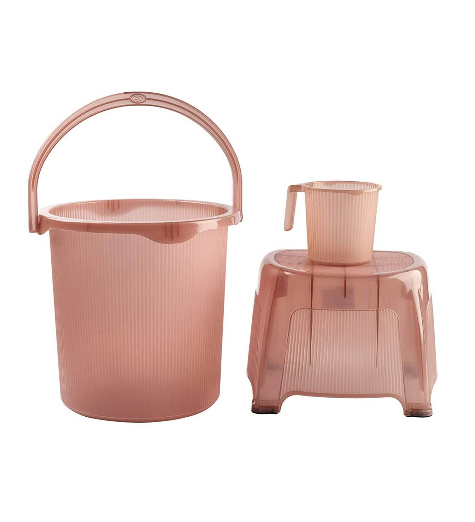 Shree Raj Bucket Set Buy Modern 25 Ltrs Brown 3 Pc Polypropylene Bucket Set at 44% OFF by ...