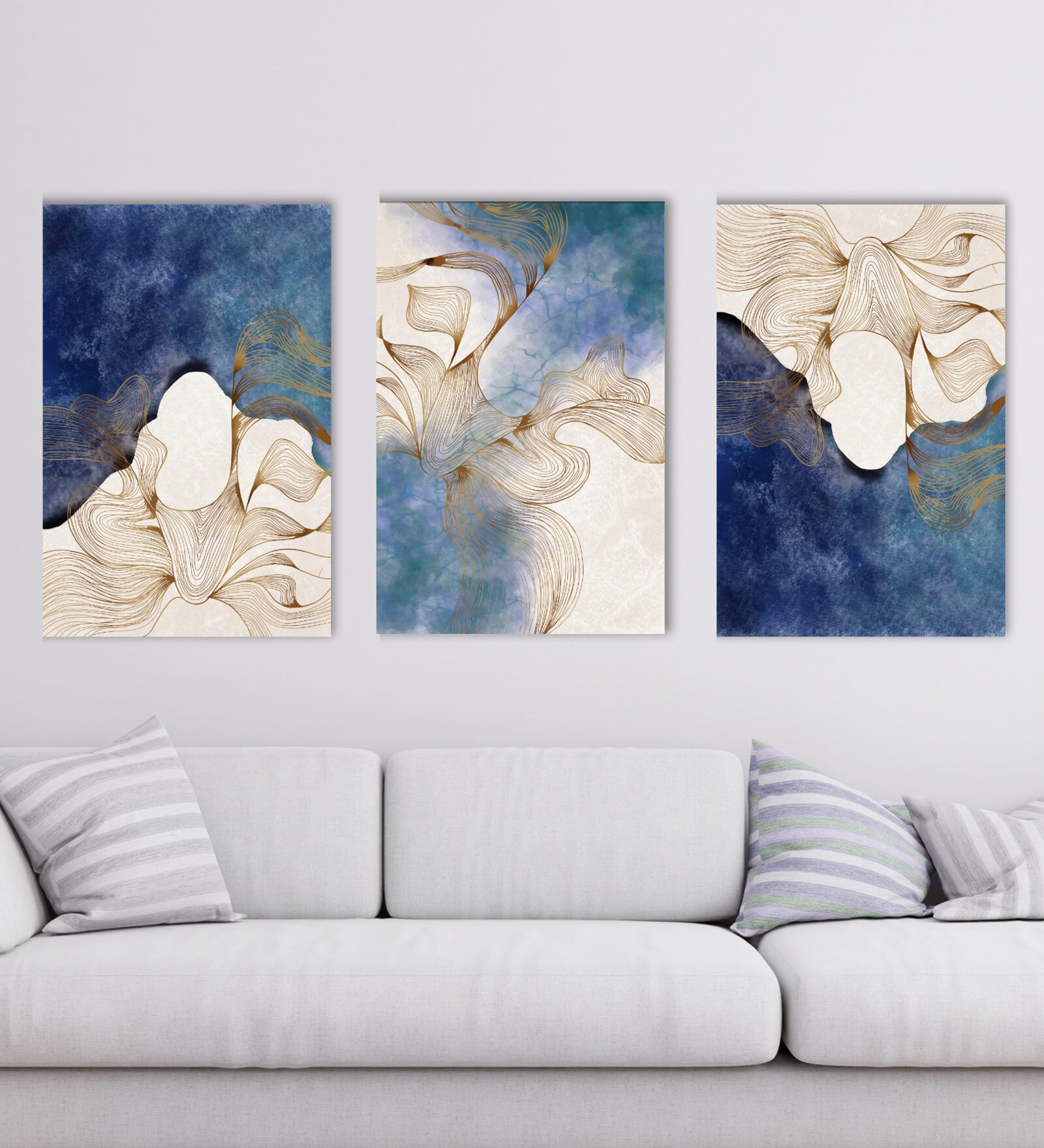 Visual Wiliness Multicolour Canvas Framed Art Panels Set of 3