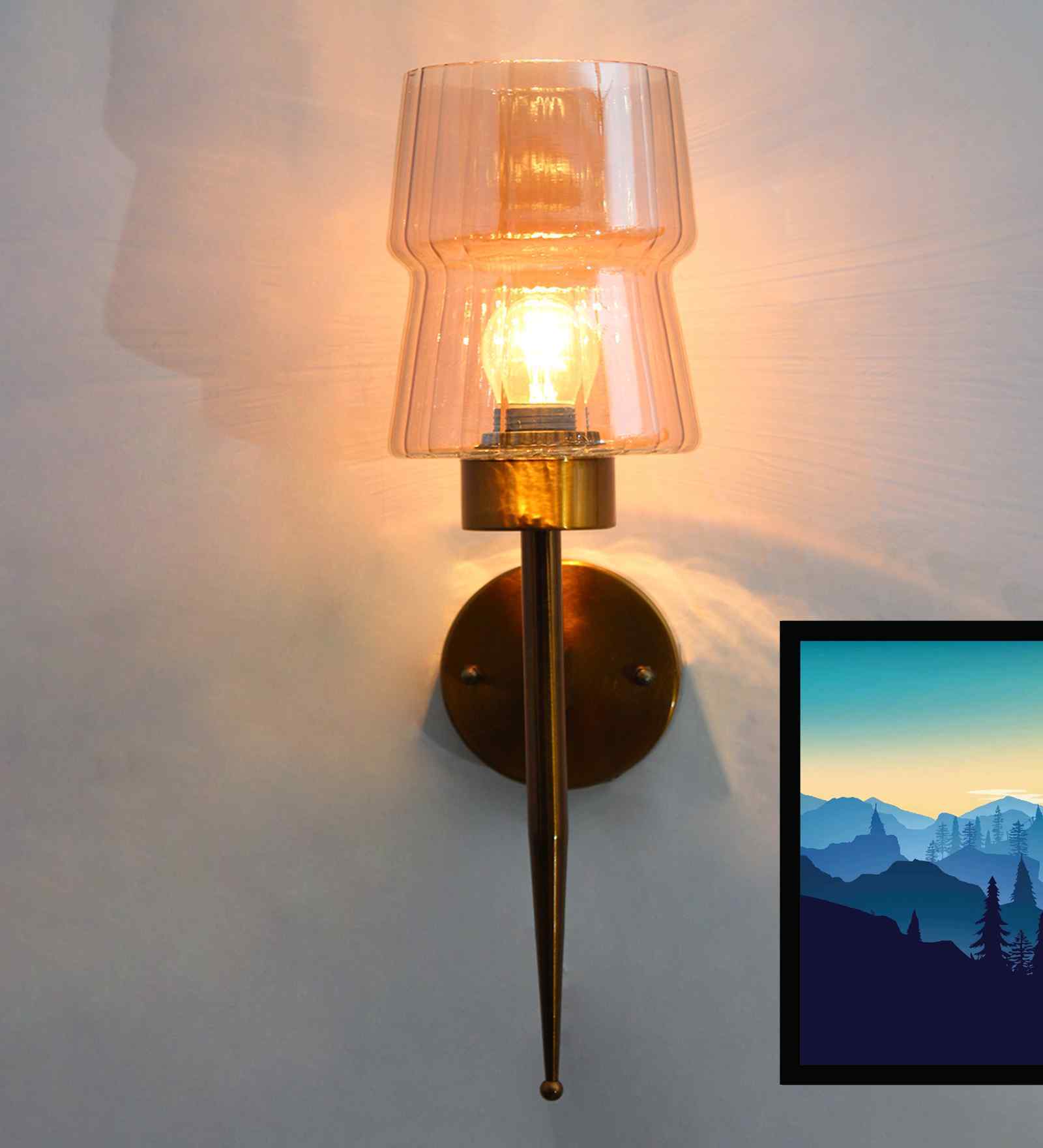 Modern Amber Glass Shade Wall Sconce