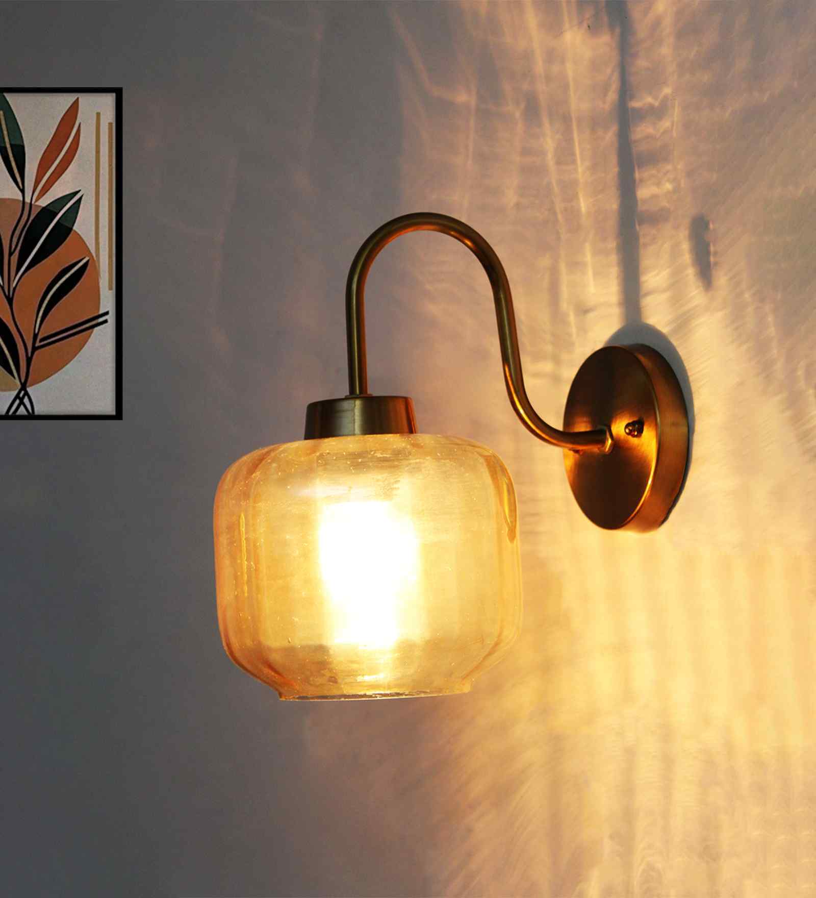 Modern Amber Round Cylinder Glass Wall Lamp