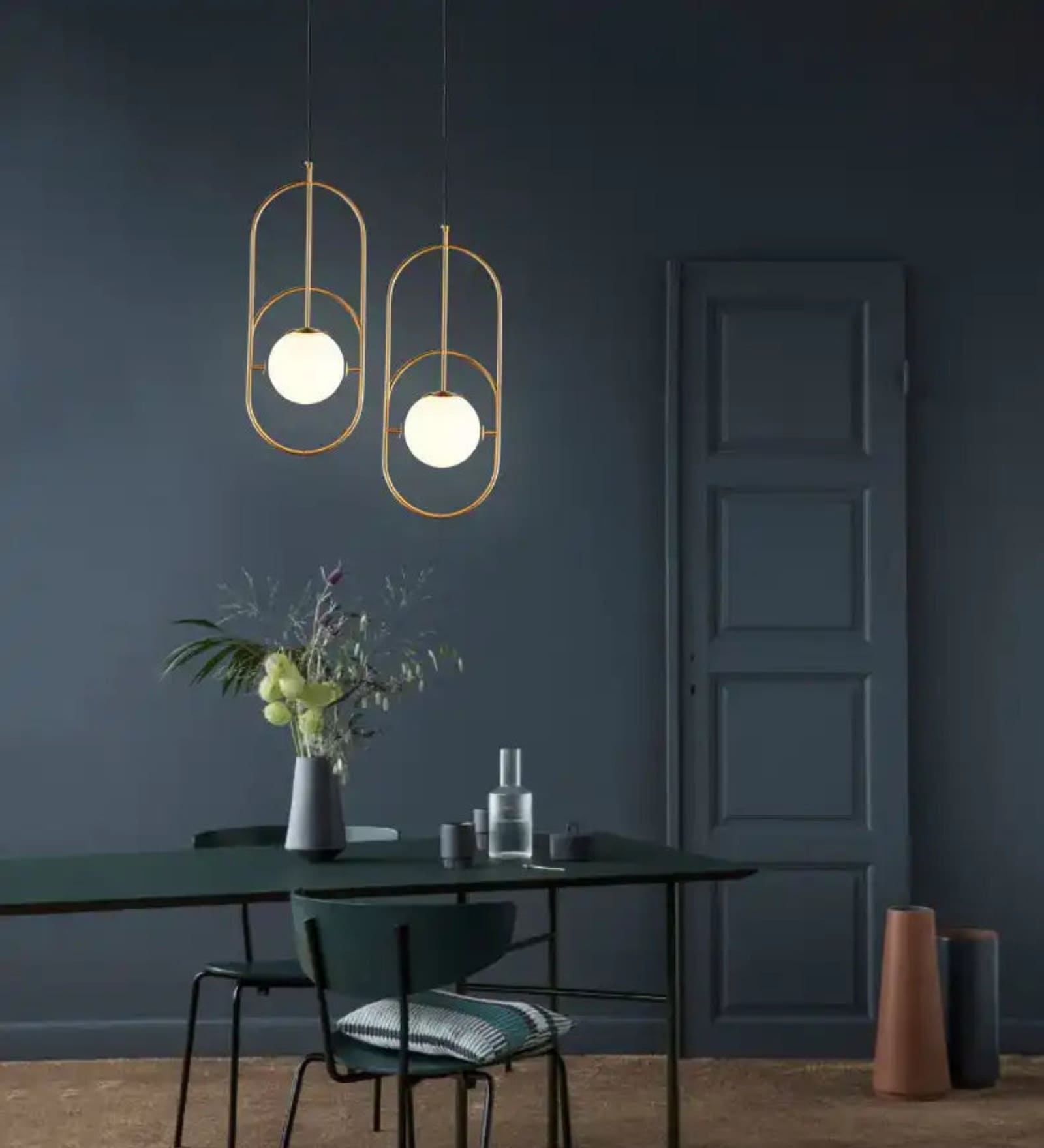 Modern Arc Pendant Light Gold Frame with Frosted Glass Globe Modern Arc Pendant Light Gold Frame with Frosted Glass Globe