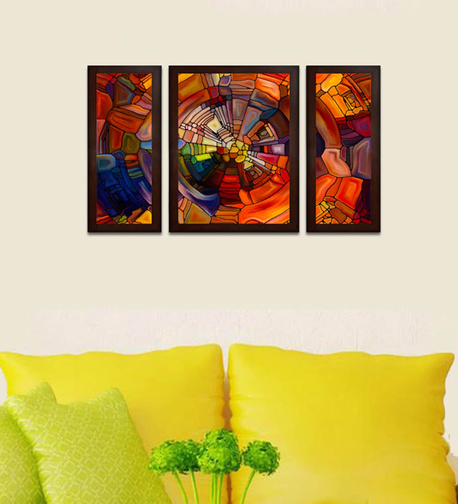 Modern Art MDF Set of 3 Wall Art Panel