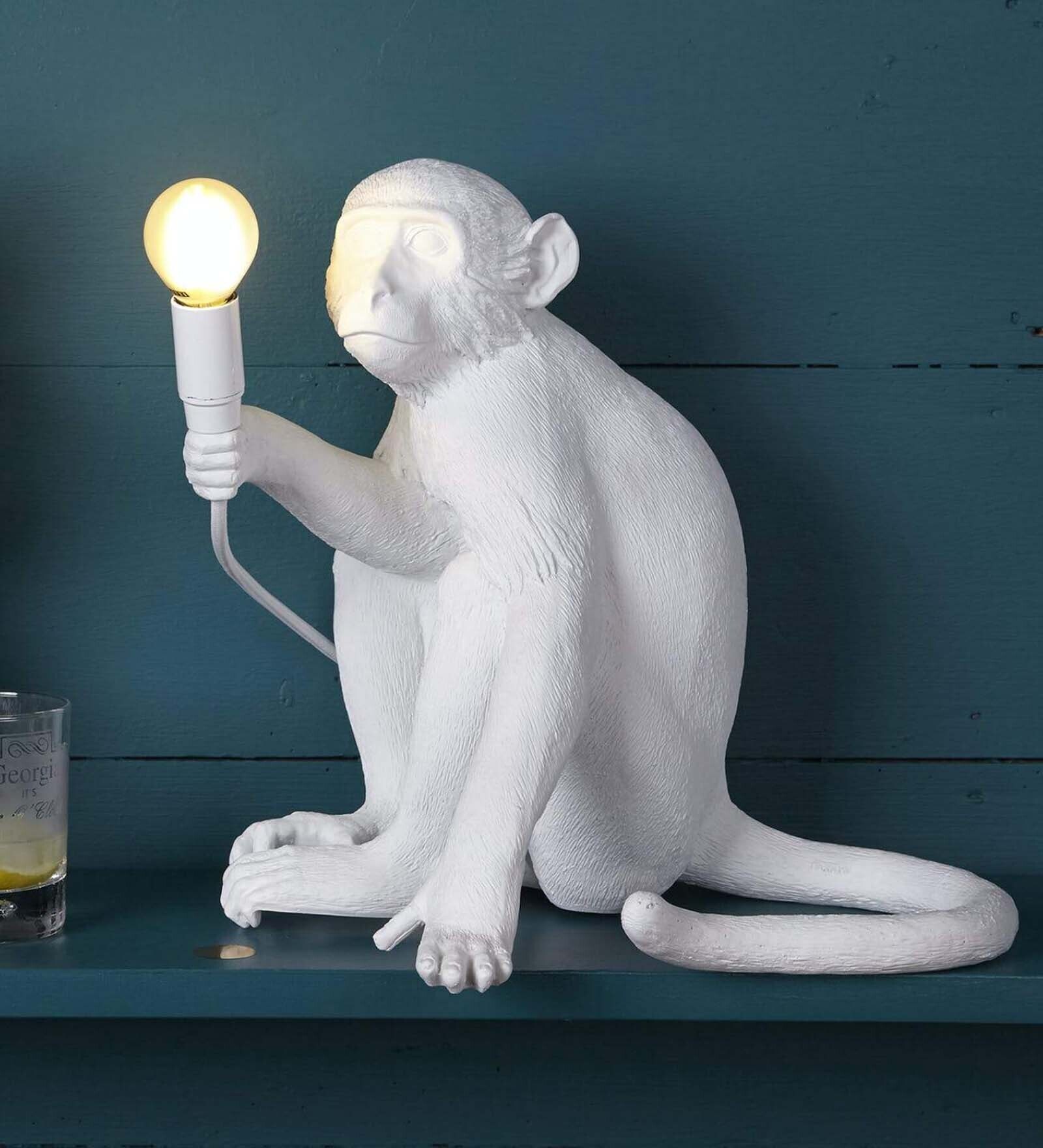 Buy Modern Art Monkey White Shade Table Lamp With Cotton Base by The ...