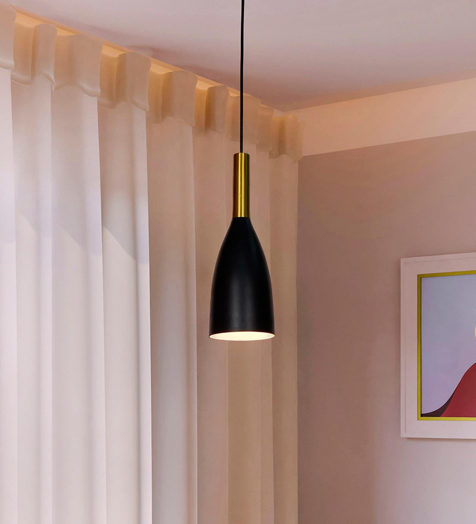 Modern Black and Gold Bottle Pendant Light