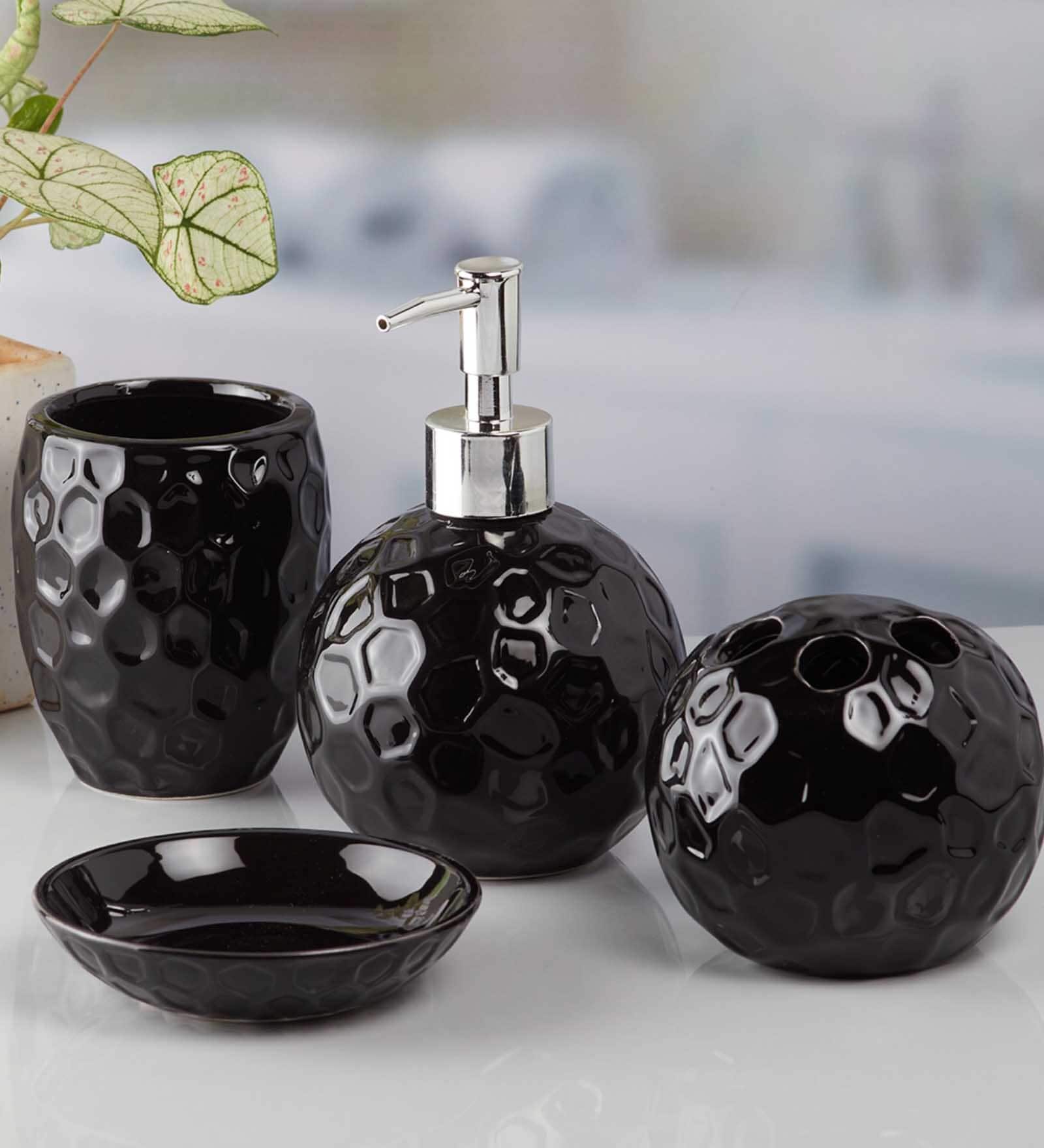 Modern Black Ceramic (Set of 4) Bath Set