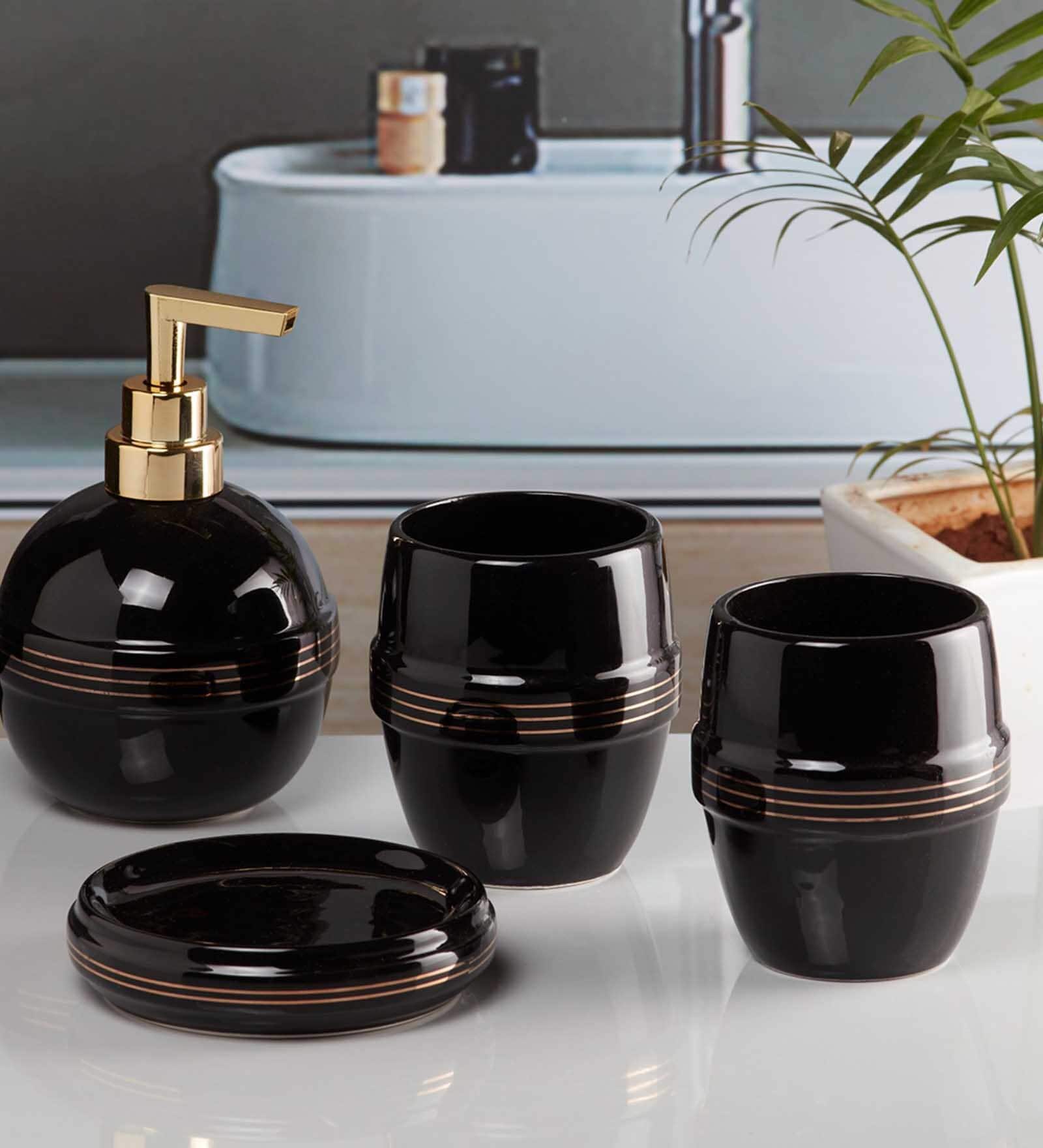 Buy Modern Black Ceramic (Set of 4) Bath Set at 100 OFF by Kookee