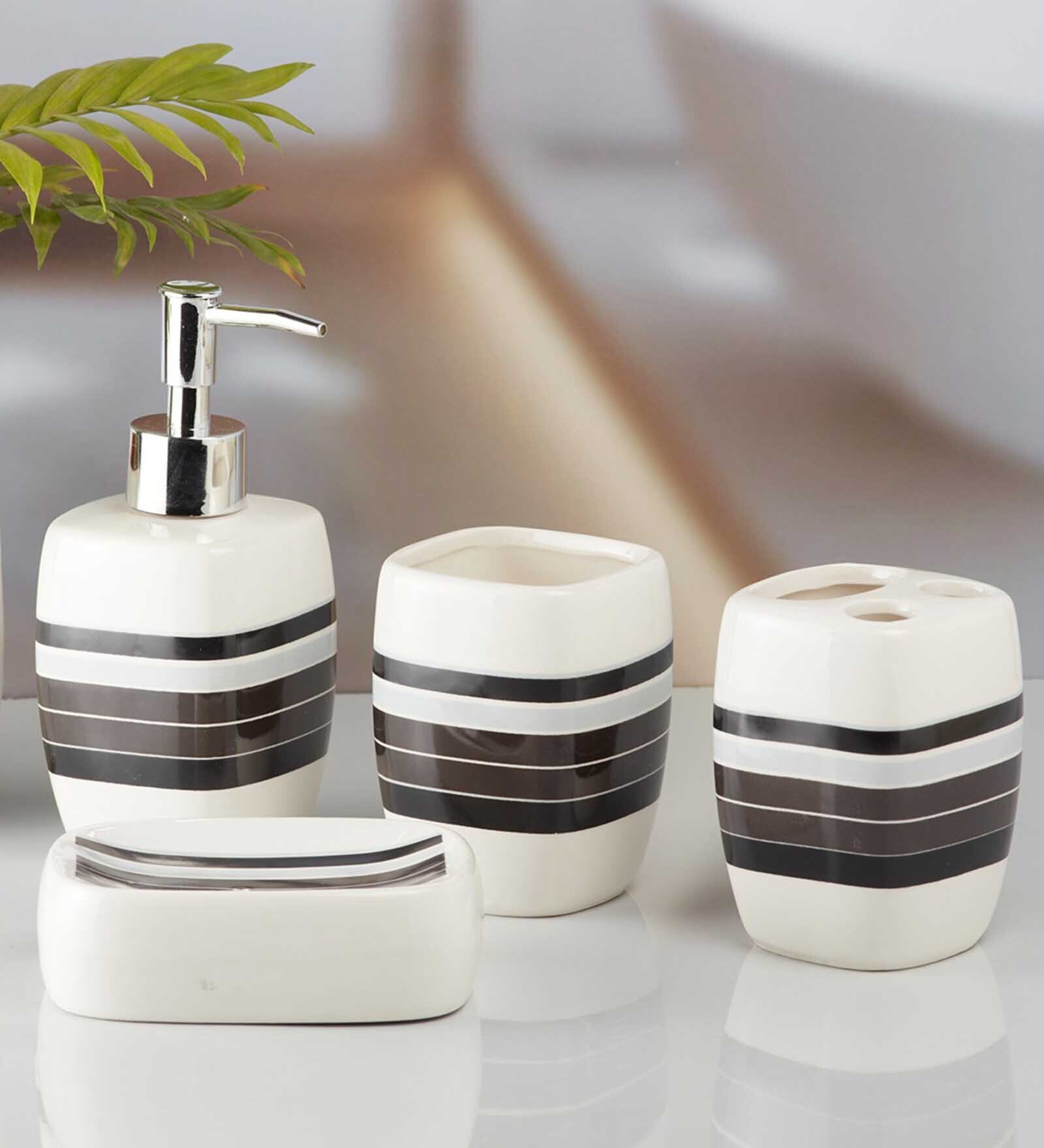 Buy Modern Black Ceramic (Set of 4) Bath Set at 100 OFF by Kookee