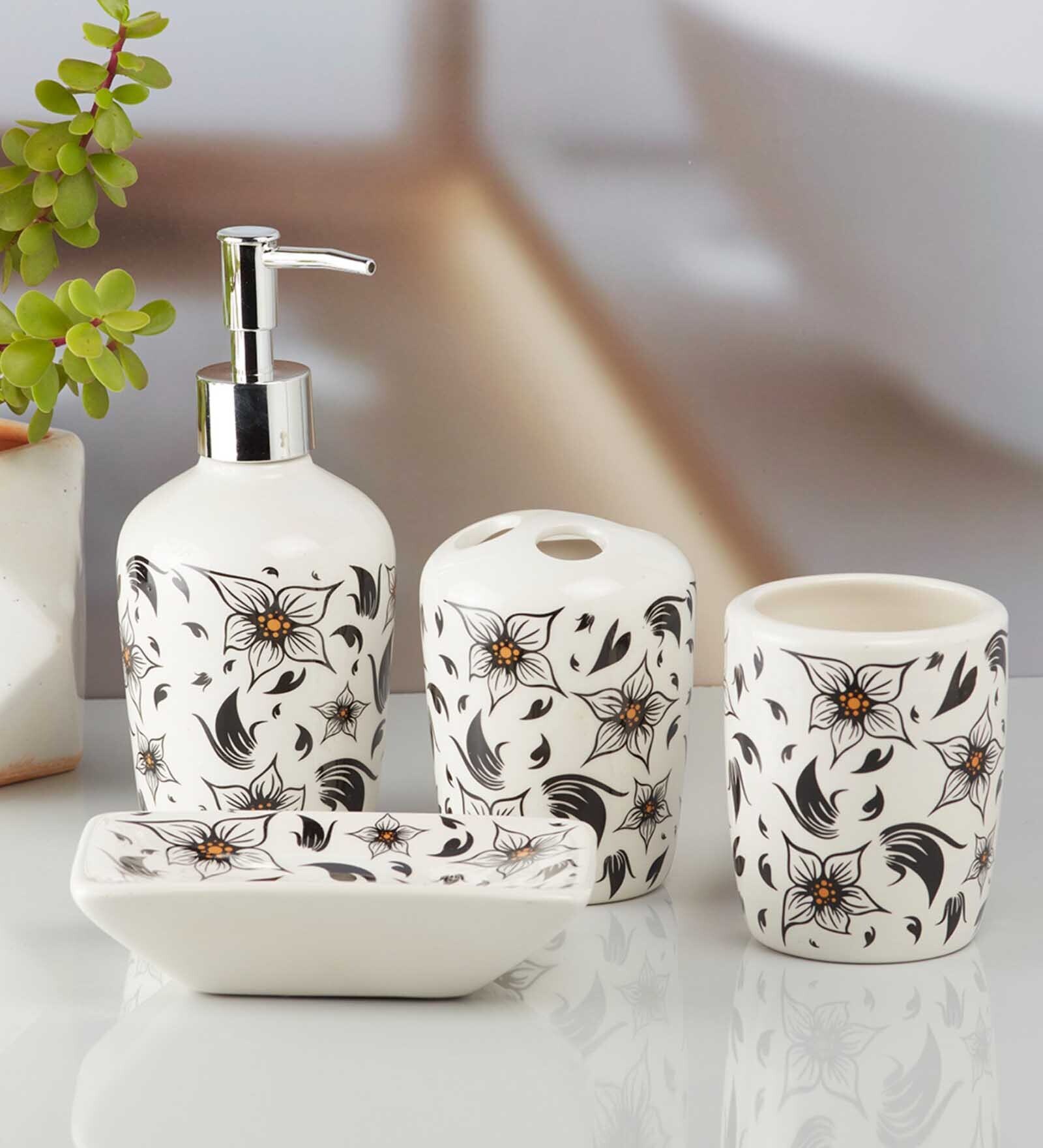 Buy Modern Black Ceramic (Set of 4) Bath Set at 100 OFF by Kookee