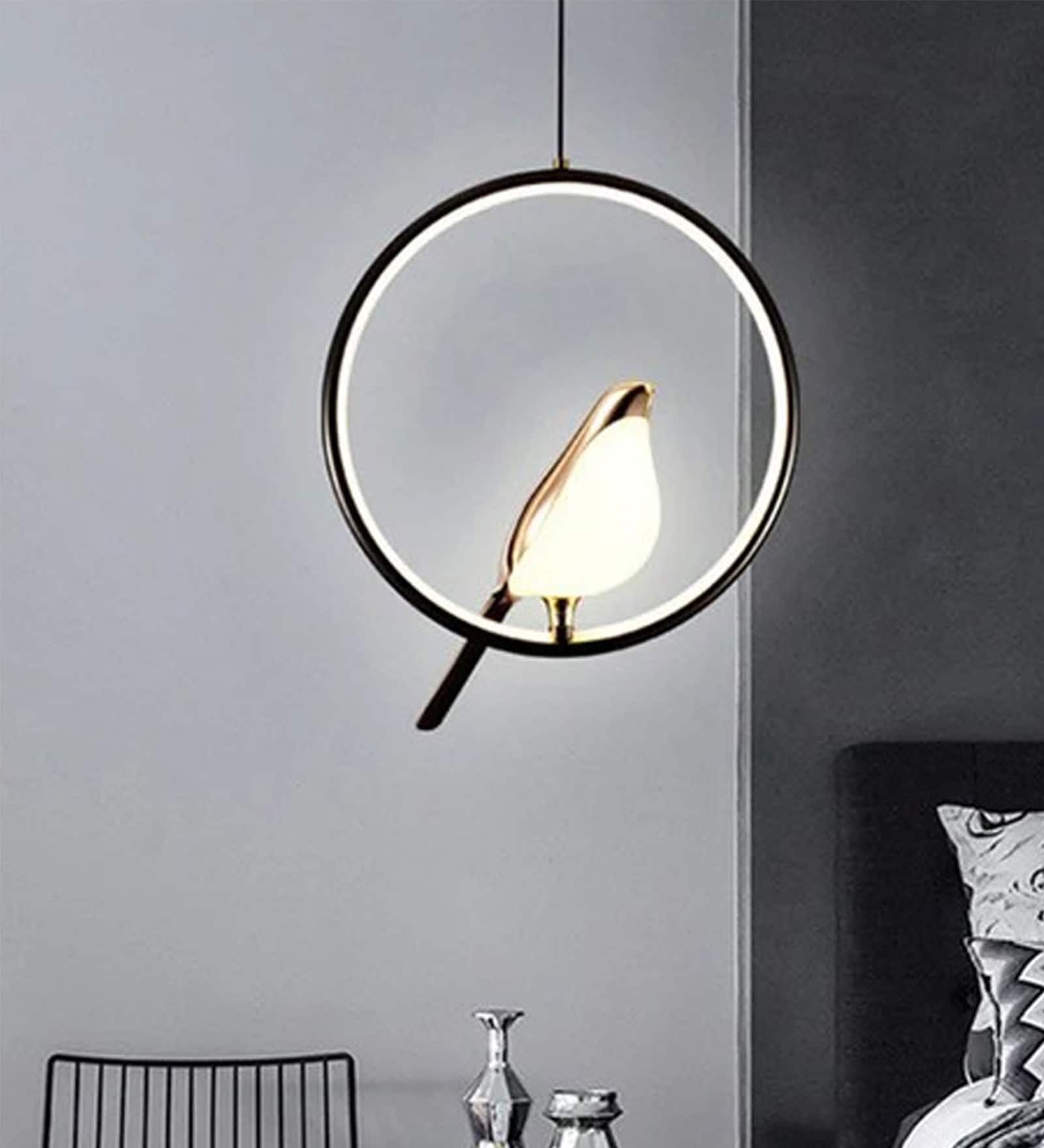 Modern Black Led Bird Round  Ceiling Light Fixture Pendant Light