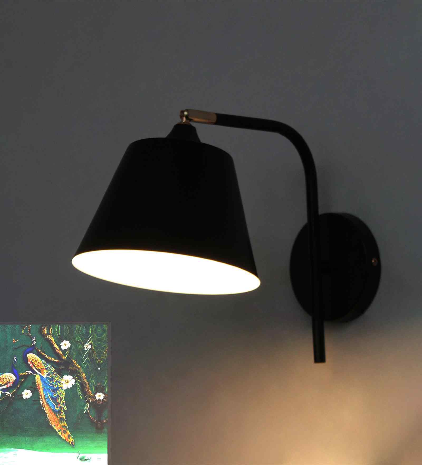 Modern Black Wall Light with Adjustable Shade