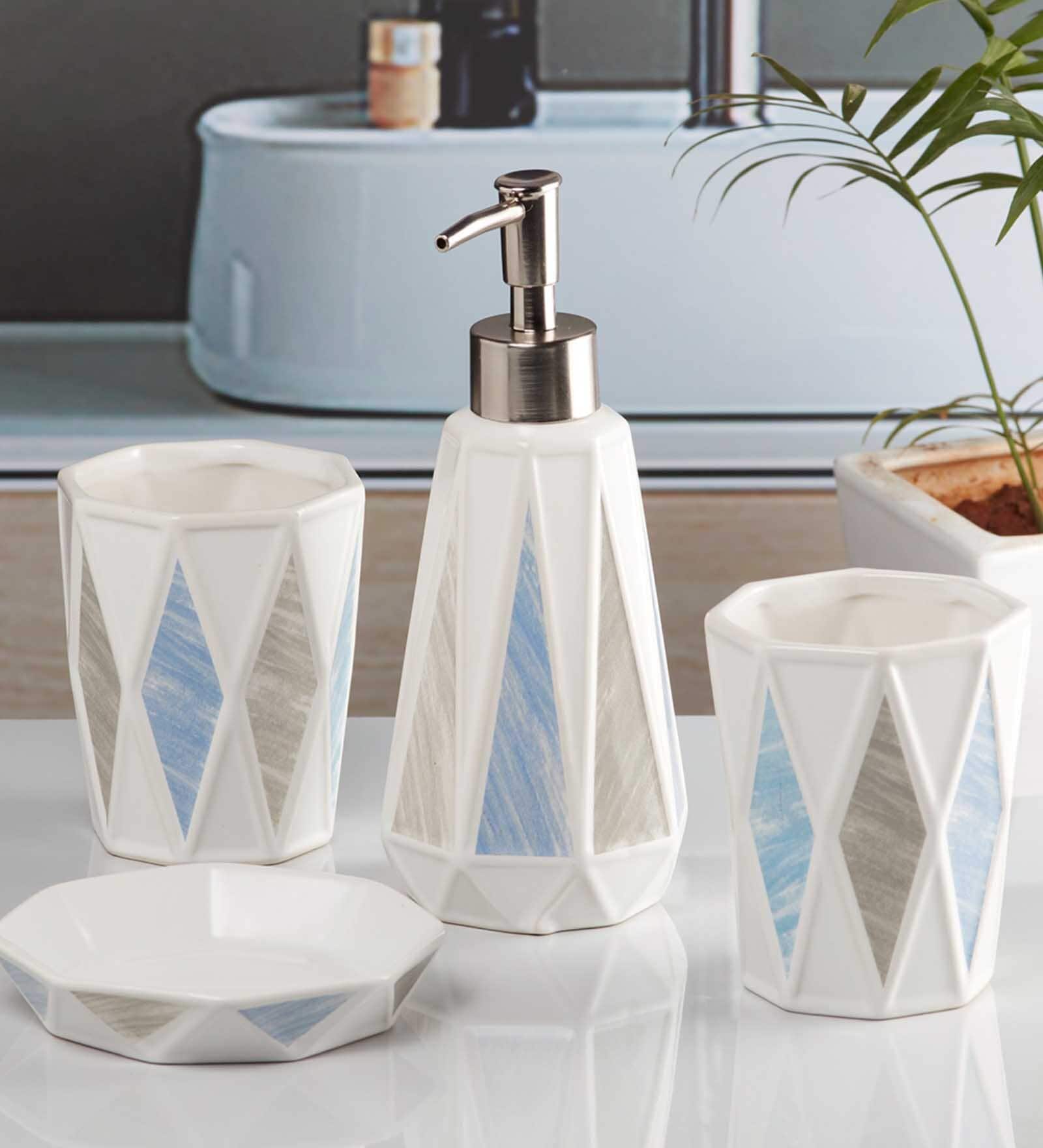 Modern Blue Ceramic (Set of 4) Bath Set