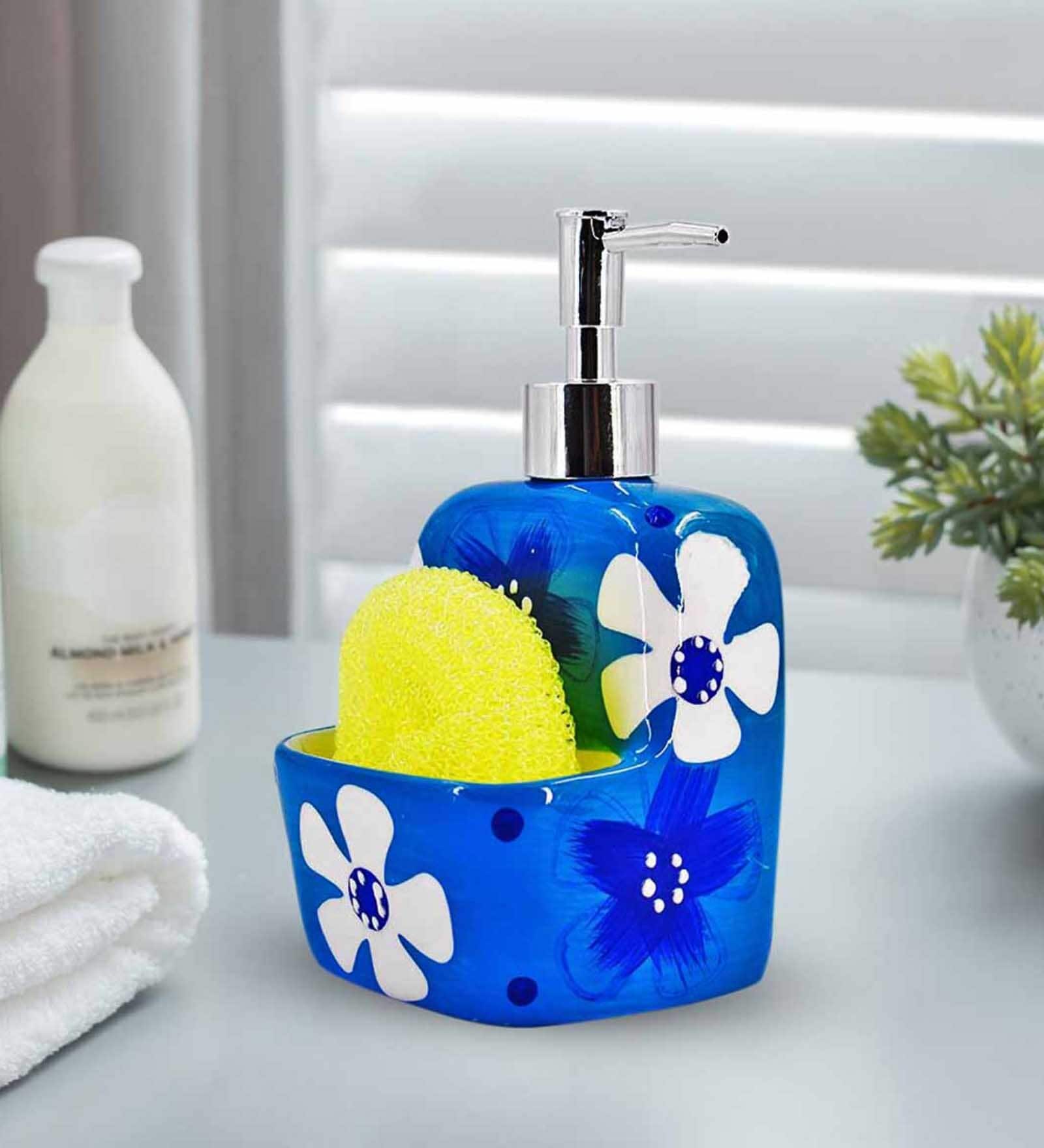 Modern Blue Ceramic Soap Dispenser