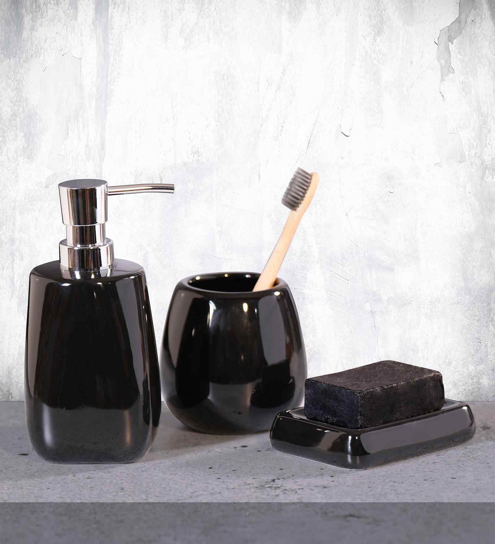 Black Modern Ceramic 3Pcs Bath Set