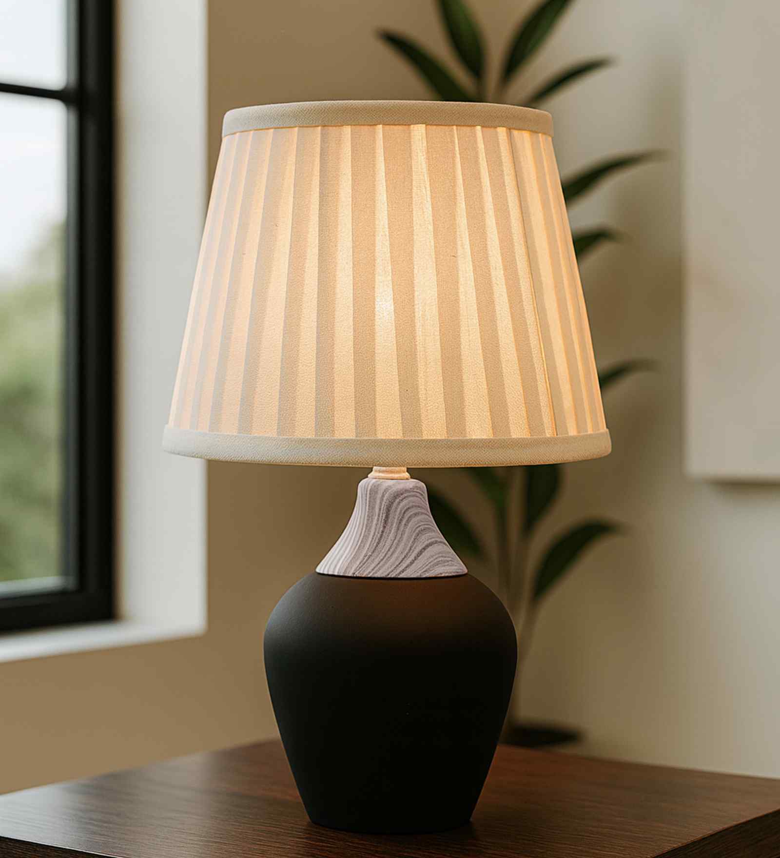 Modern Ceramic Table Lamp with Fabric Shade