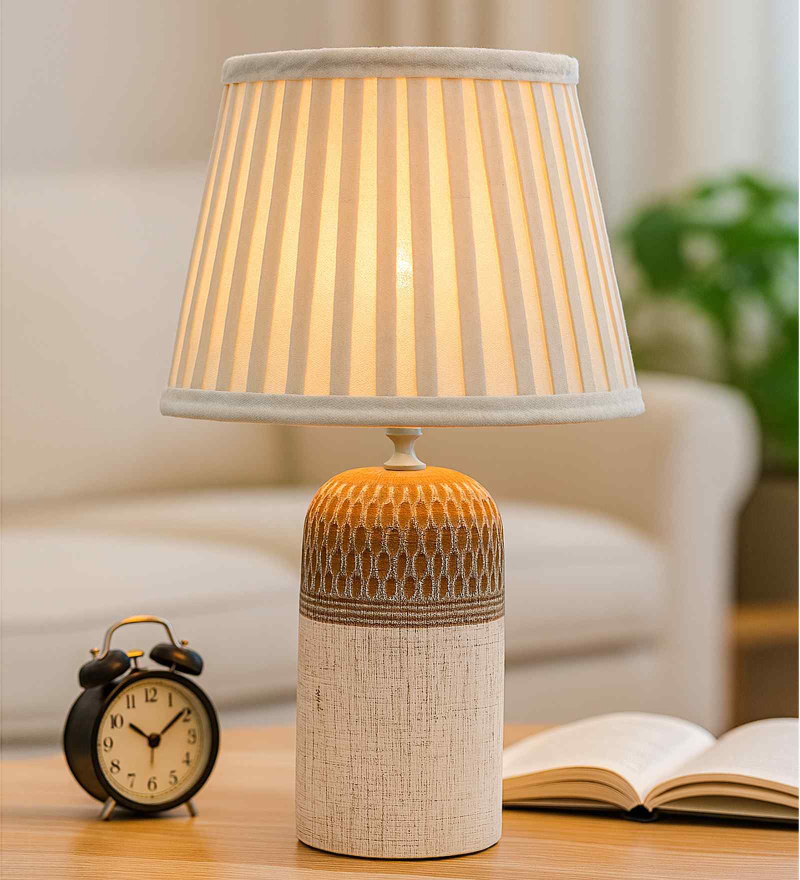 Modern Ceramic Table Lamp with Fabric Shade