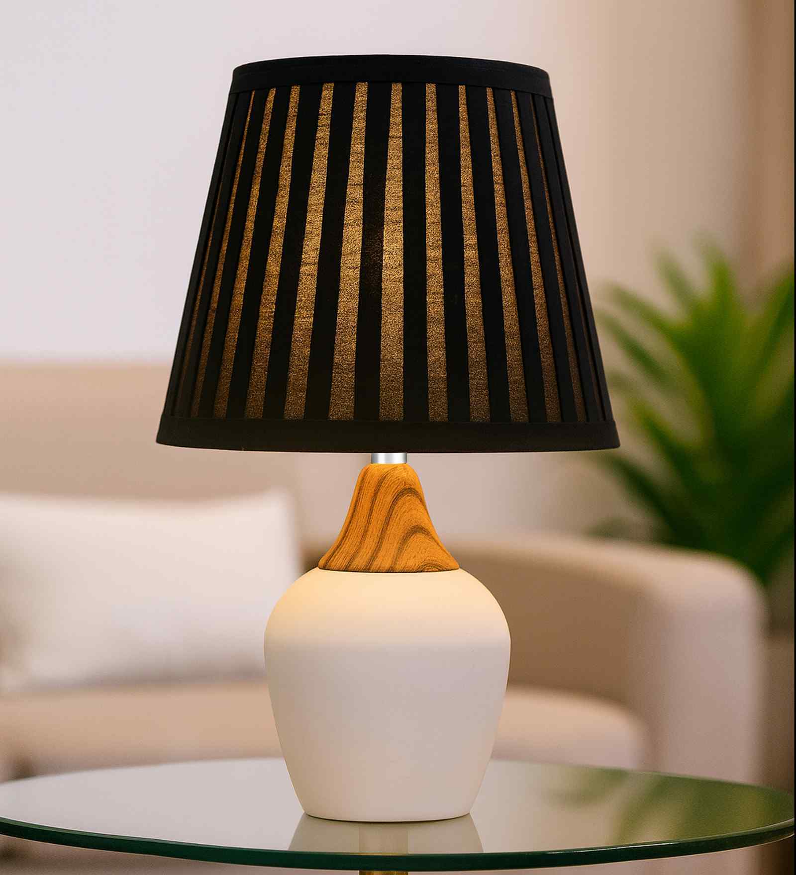 Modern Ceramic Table Lamp with Fabric Shade