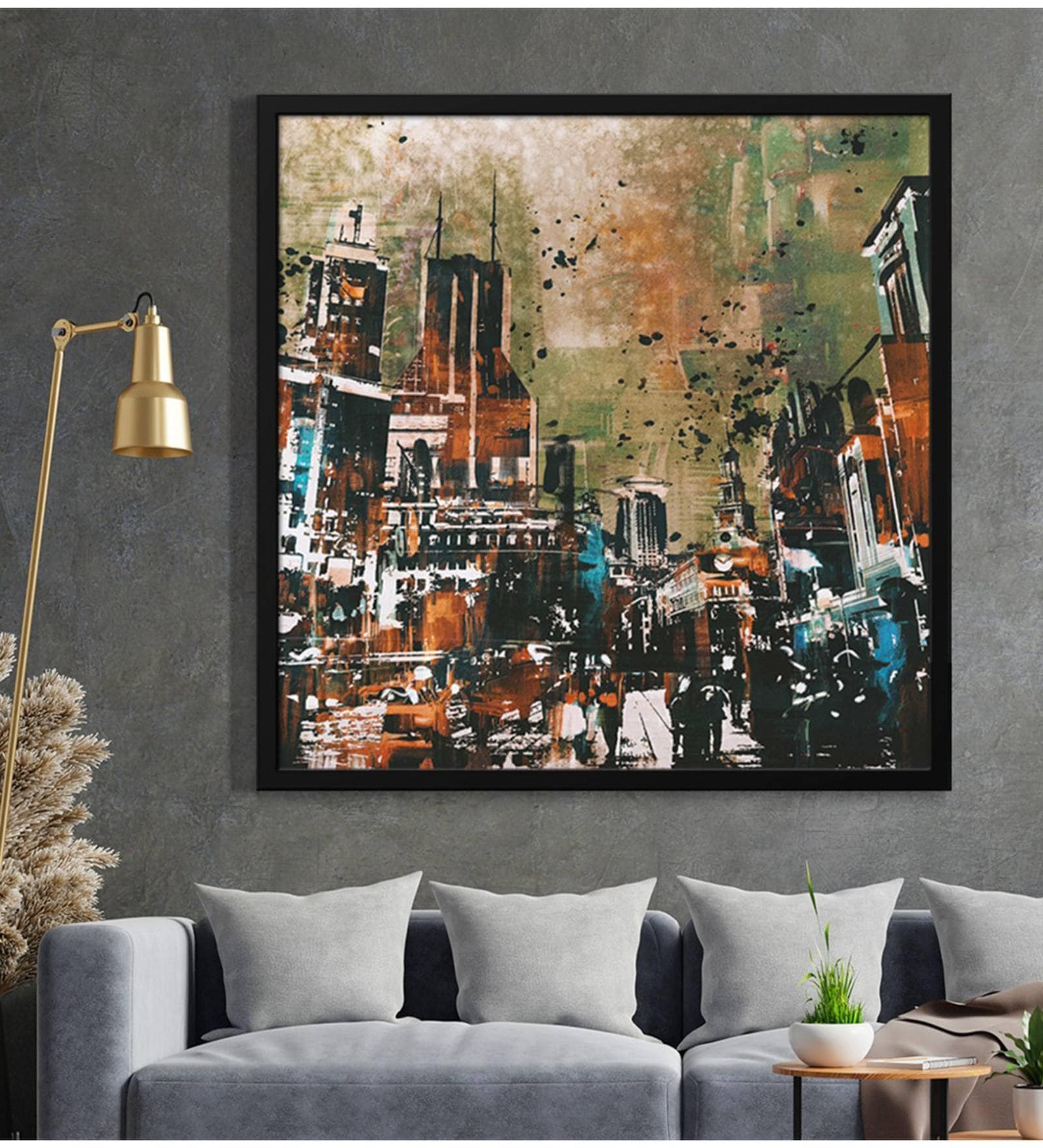 Modern City View With Effect Look Modern Art Canvas Art Print