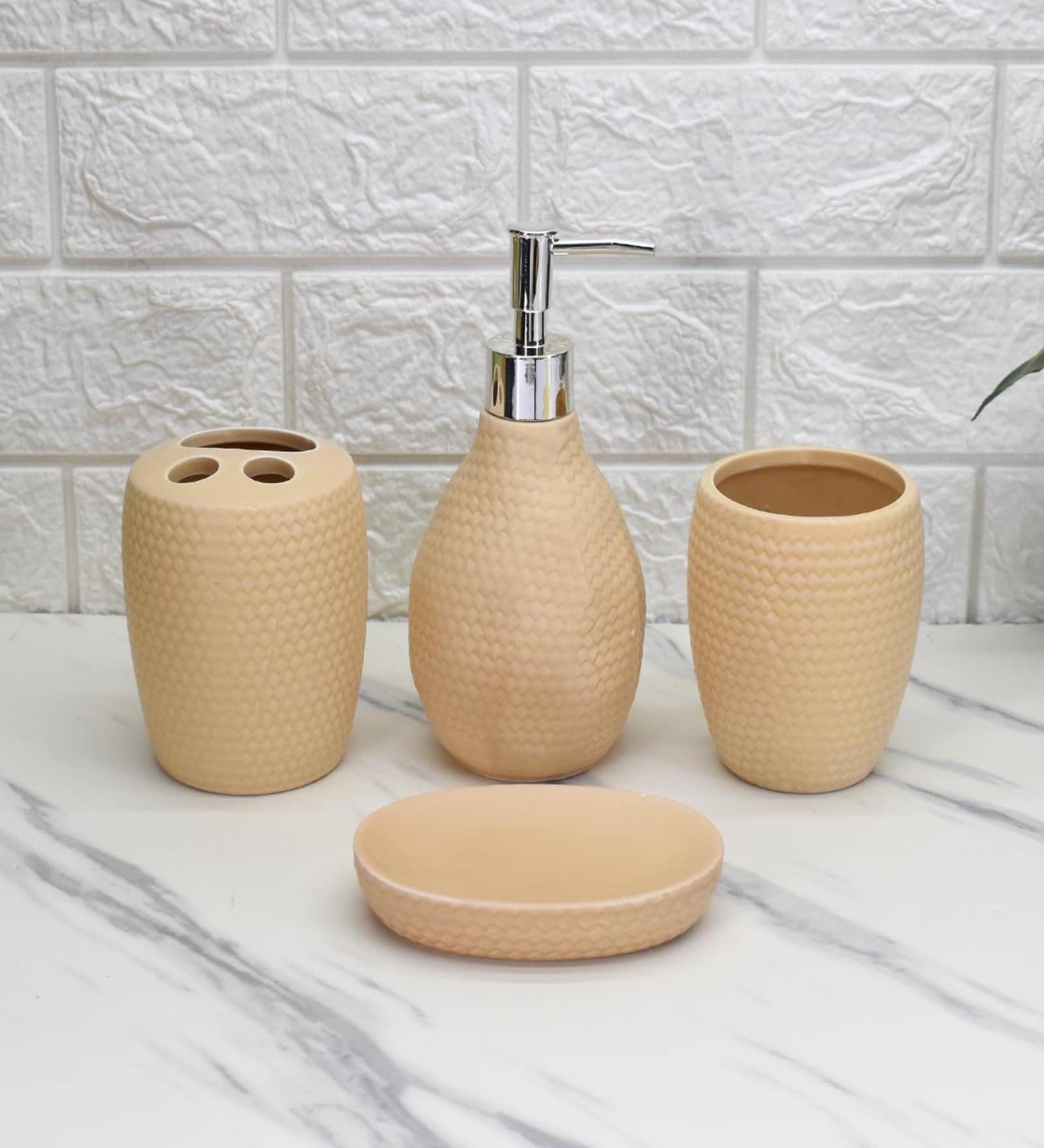 Modern Coffee Ceramic Set of 4 Bath Accessories Set 