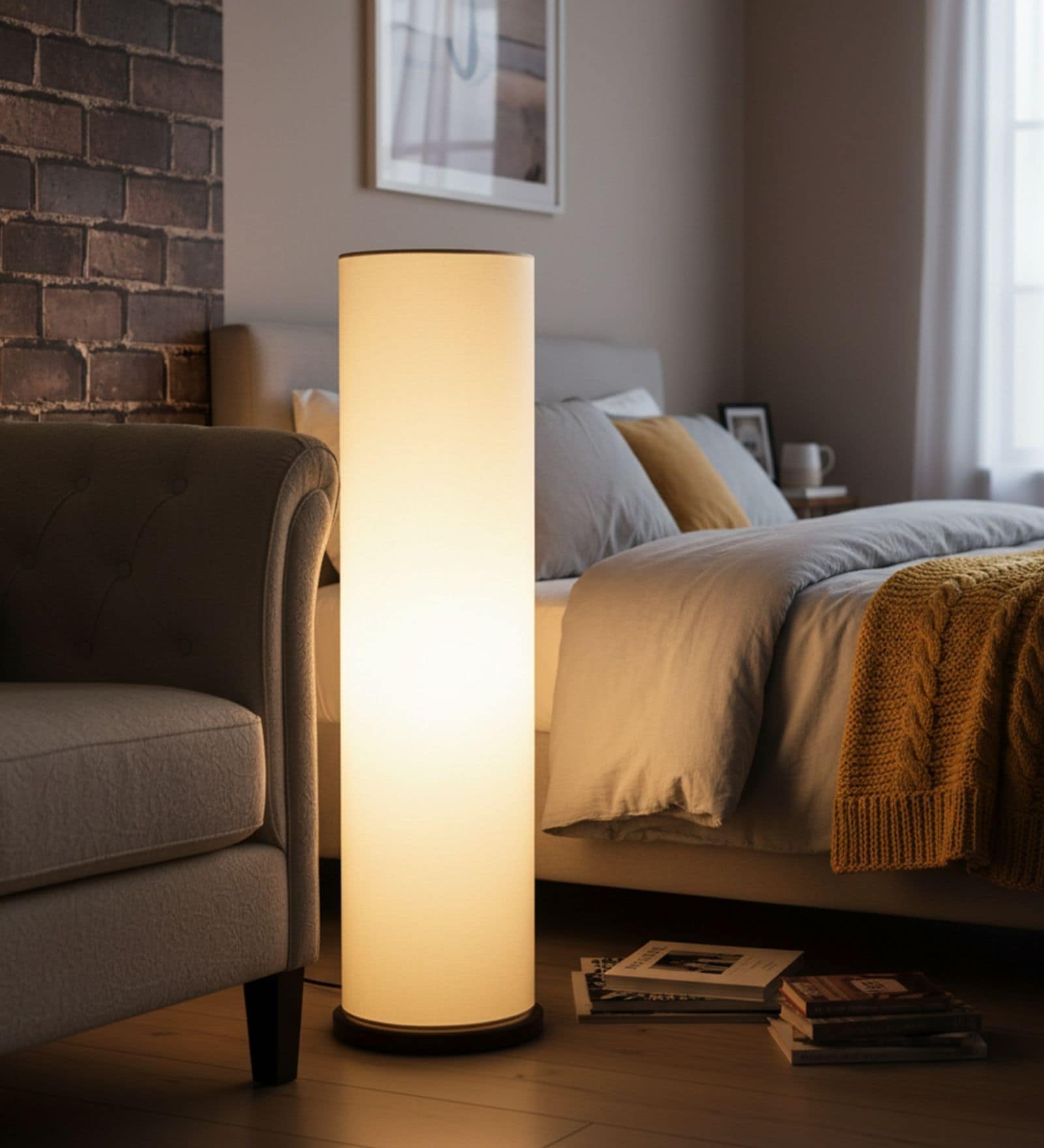 Modern Cream Cylinder Floor Lamp   Stylish Lighting for Living Room & Bedroom