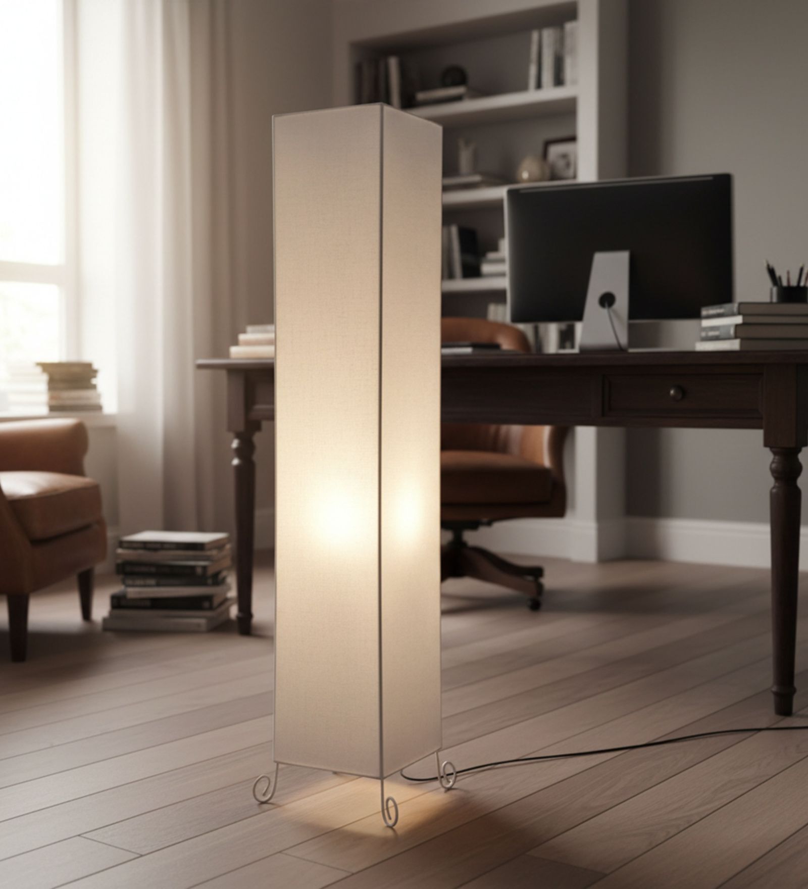 Modern Cream Cylinder Floor Lamp   Stylish Lighting for Living Room & Bedroom