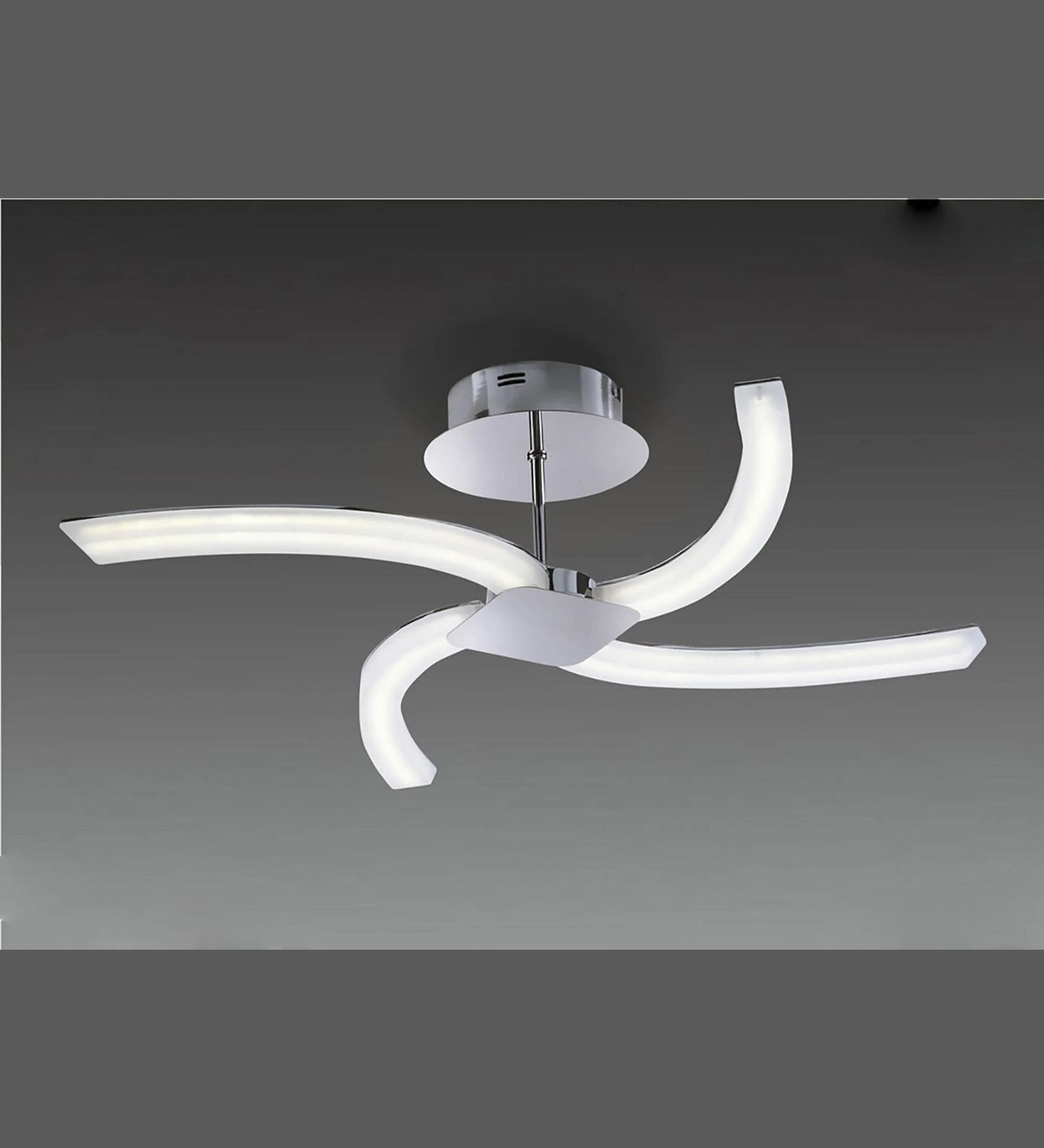 Modern Curved LED Ceiling Light with Sculptural Design   White & Chrome Finish