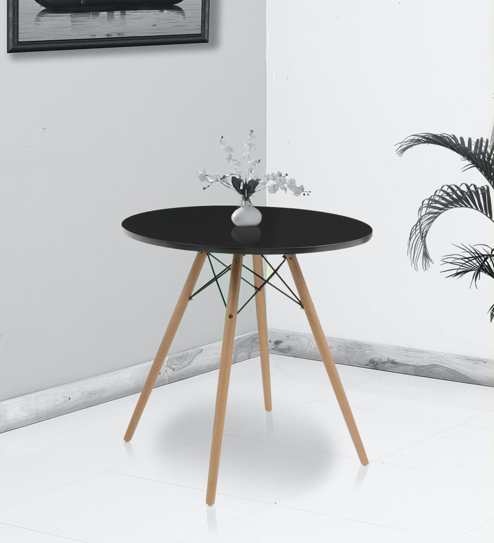 Buy Modern Eames Round Coffee Table In Black Colour At 33% Off By Finch 