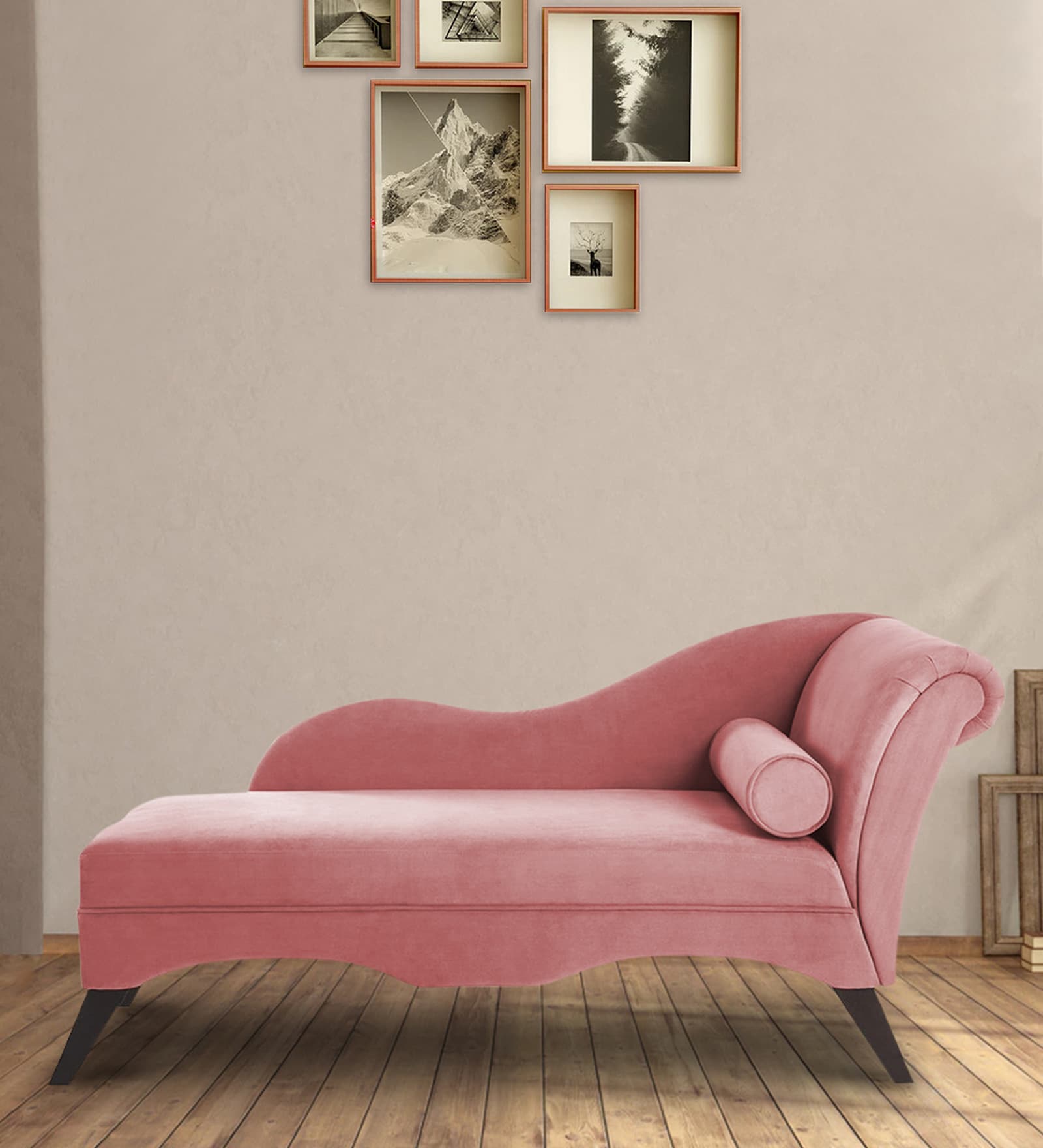 Modern Fabric Chaise Lounger in Pink Colour