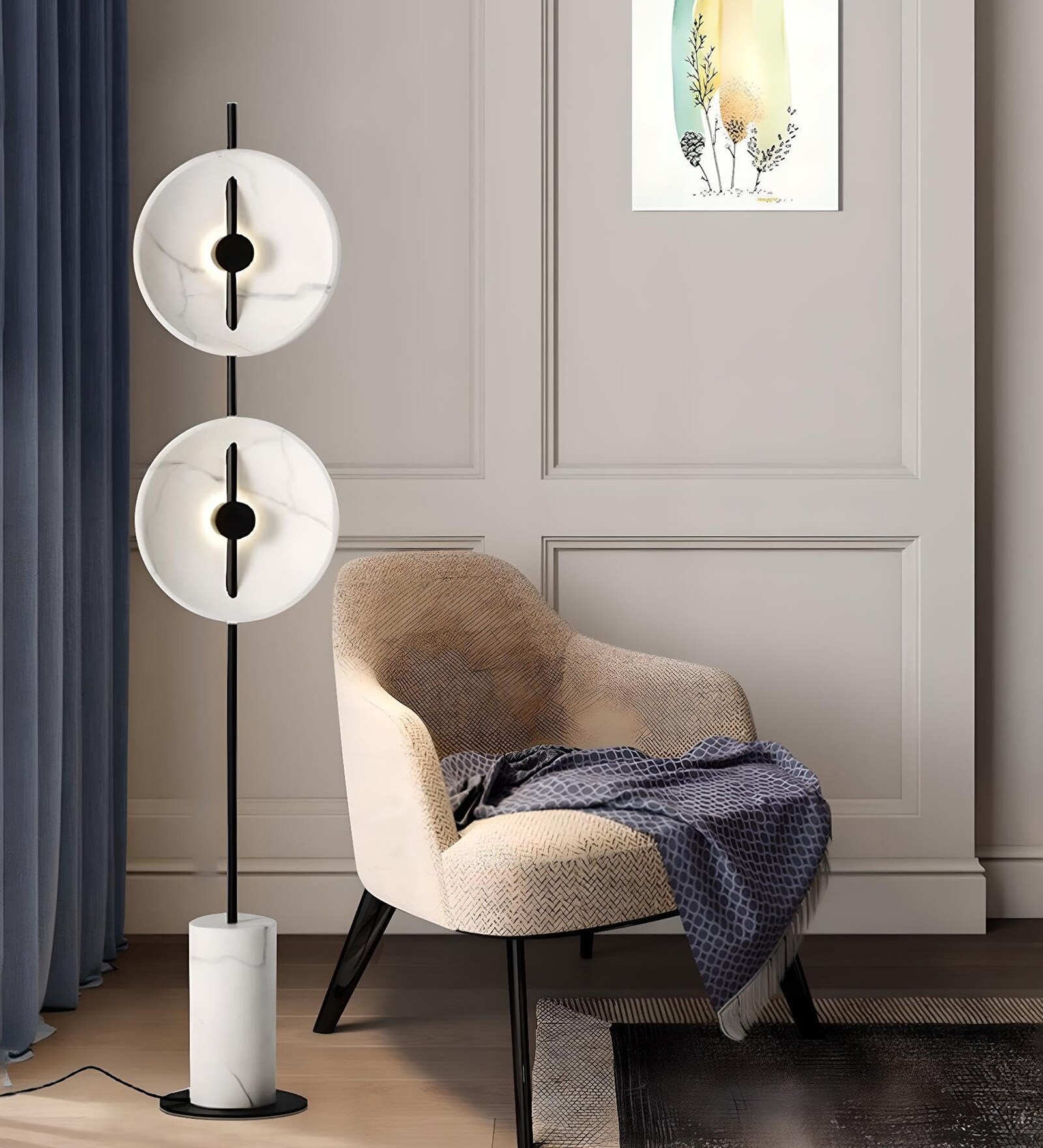 Modern Glass Ball Floor Lamp with Marble Base