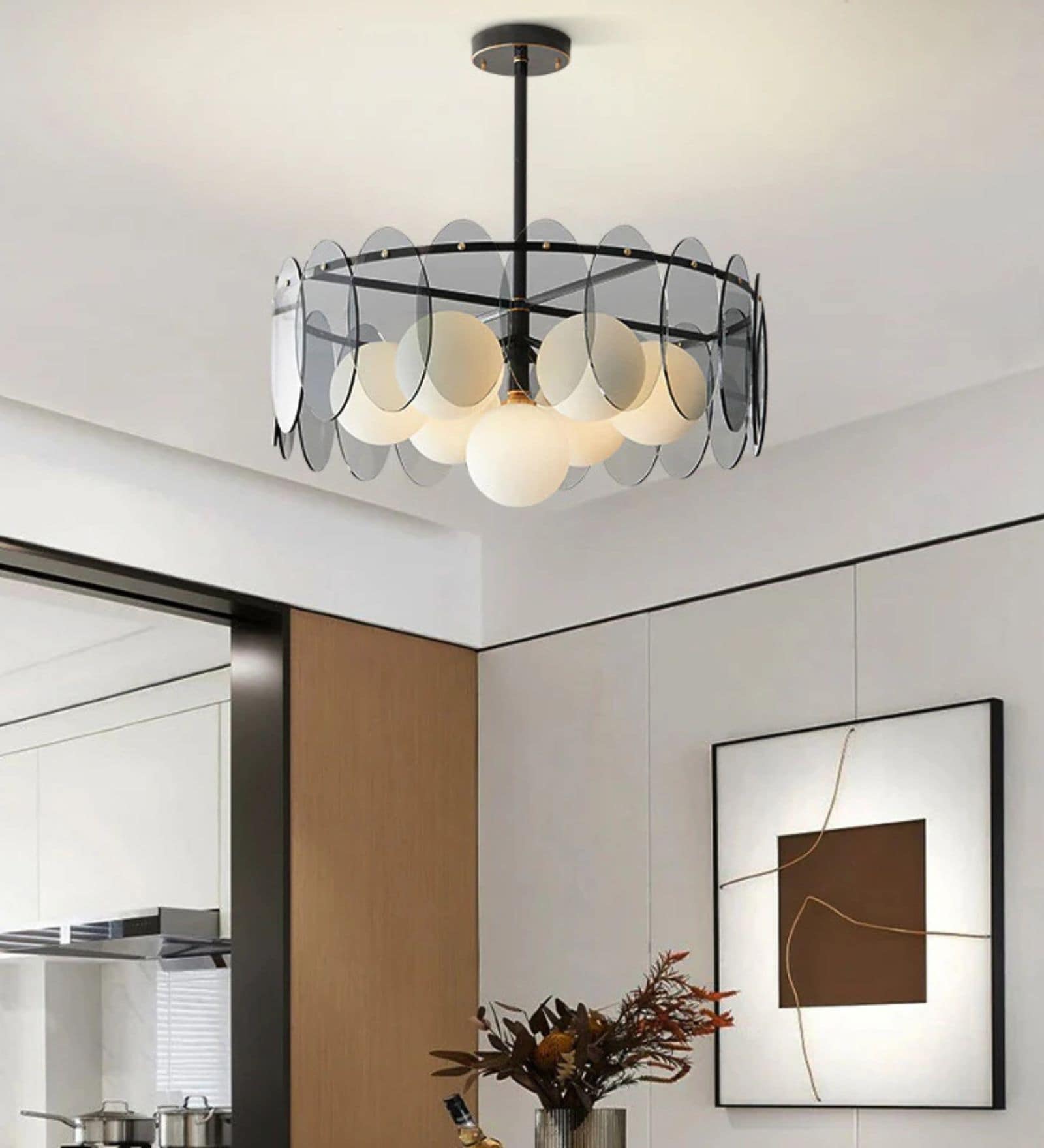 Modern Glass Disc Ceiling Chandelier   600 mm