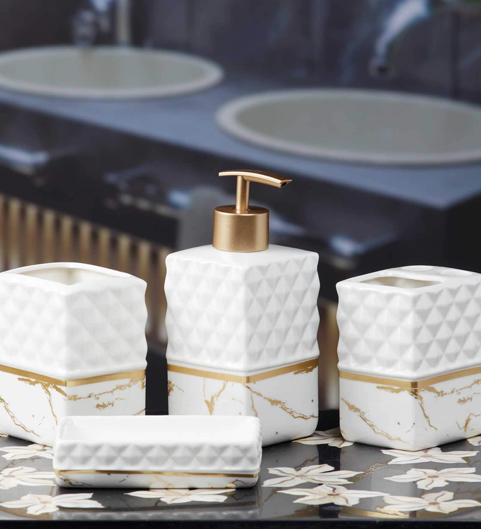 Modern Gold Ceramic (Set of 4) Bath Set