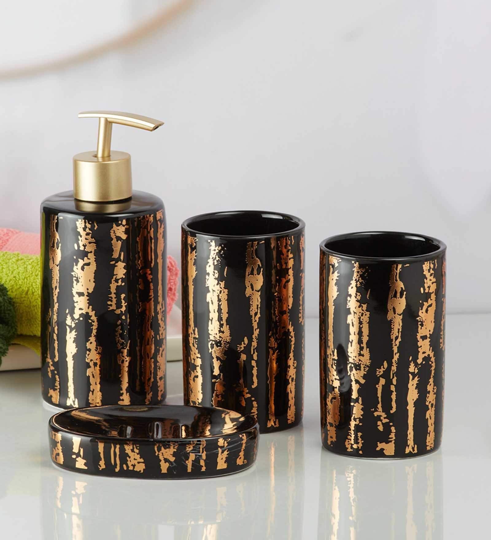 Modern Gold Ceramic (Set of 4) Bath Set
