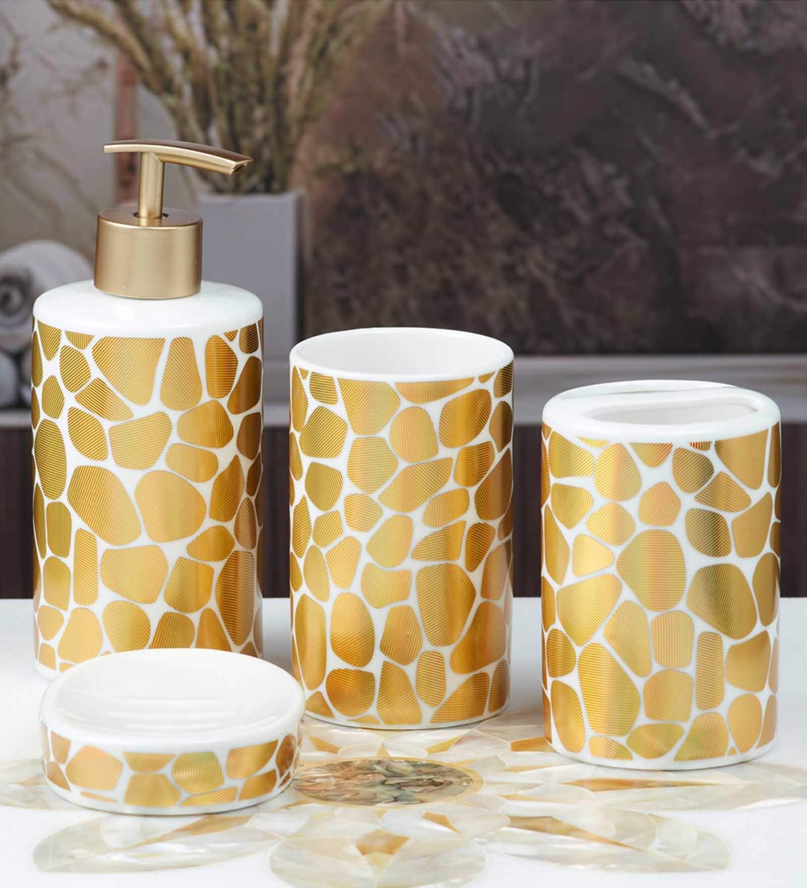 Modern Gold Ceramic (Set of 4) Bath Set