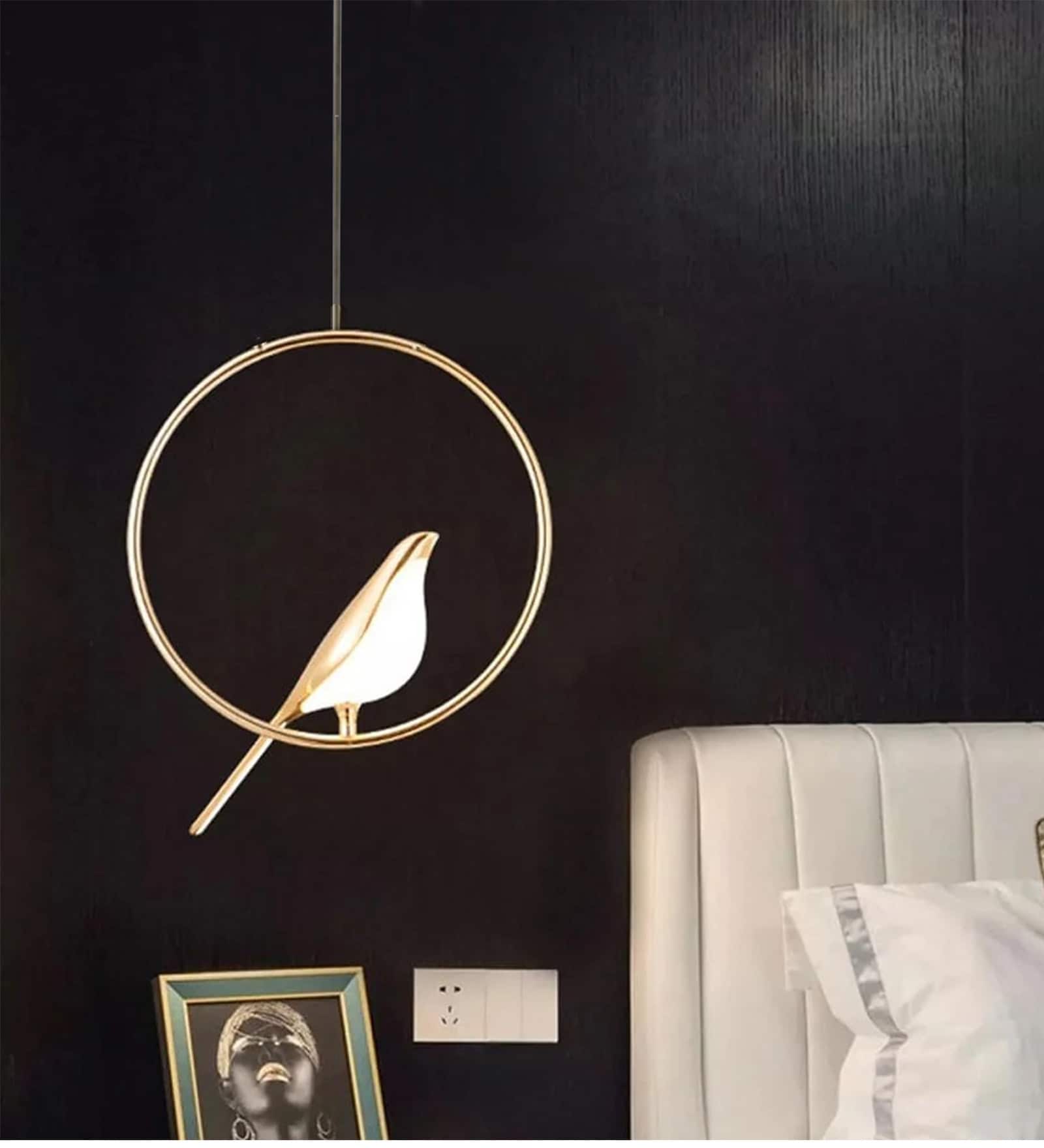 Modern Gold Led Bird Round Ceiling Light Fixture Pendant Light