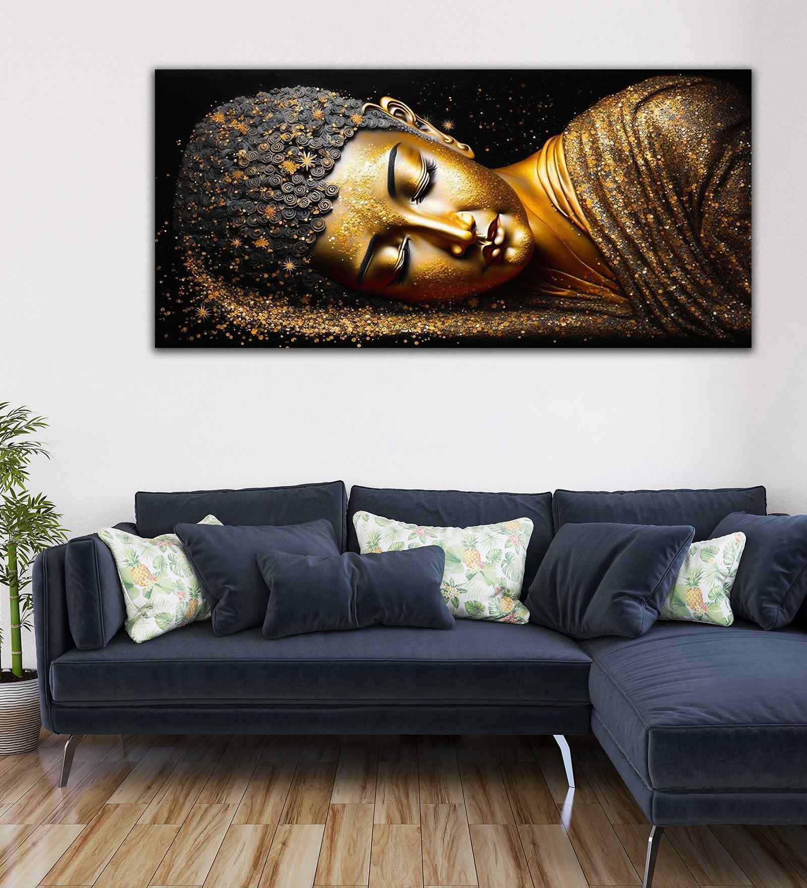 Modern Golden Buddha Premium Canvas Wall Painting