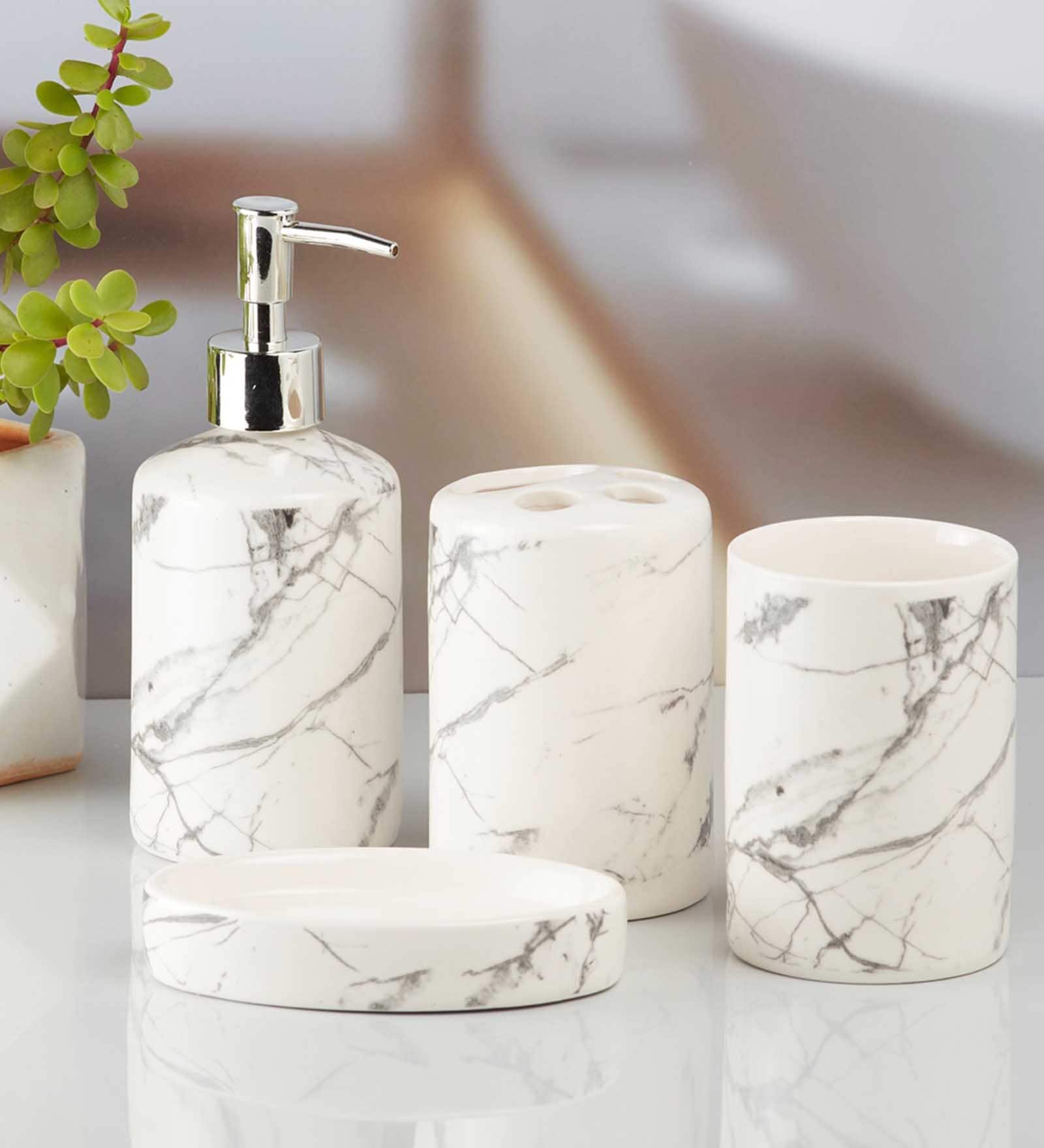 Modern Grey Ceramic (Set of 4) Bath Set