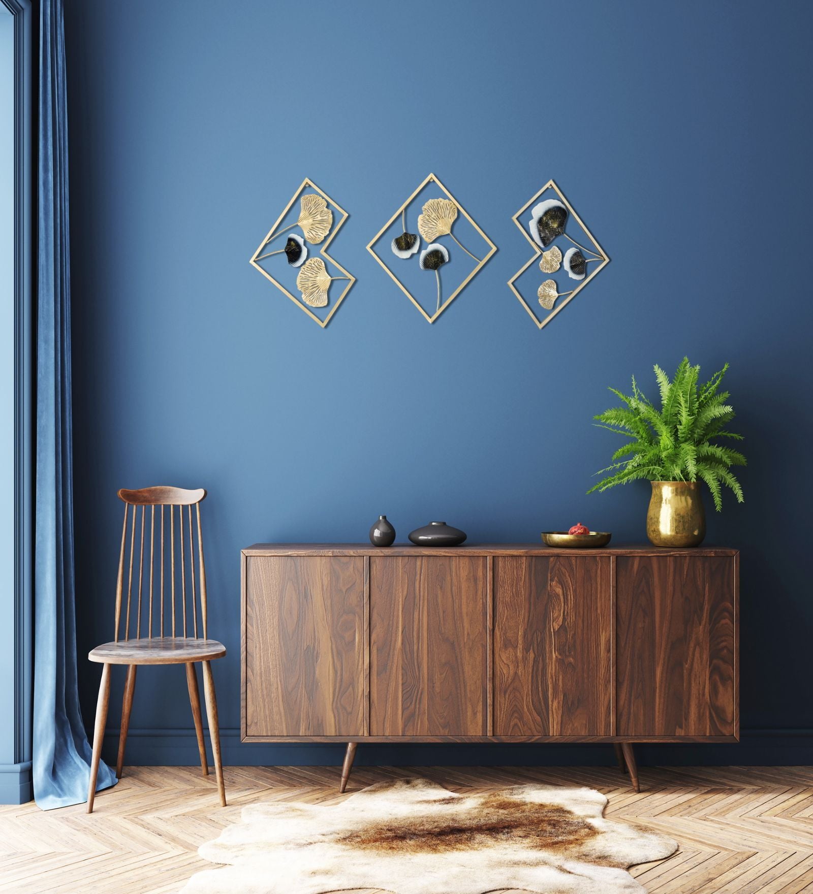 Modern Gold & Black Iron Wall Art