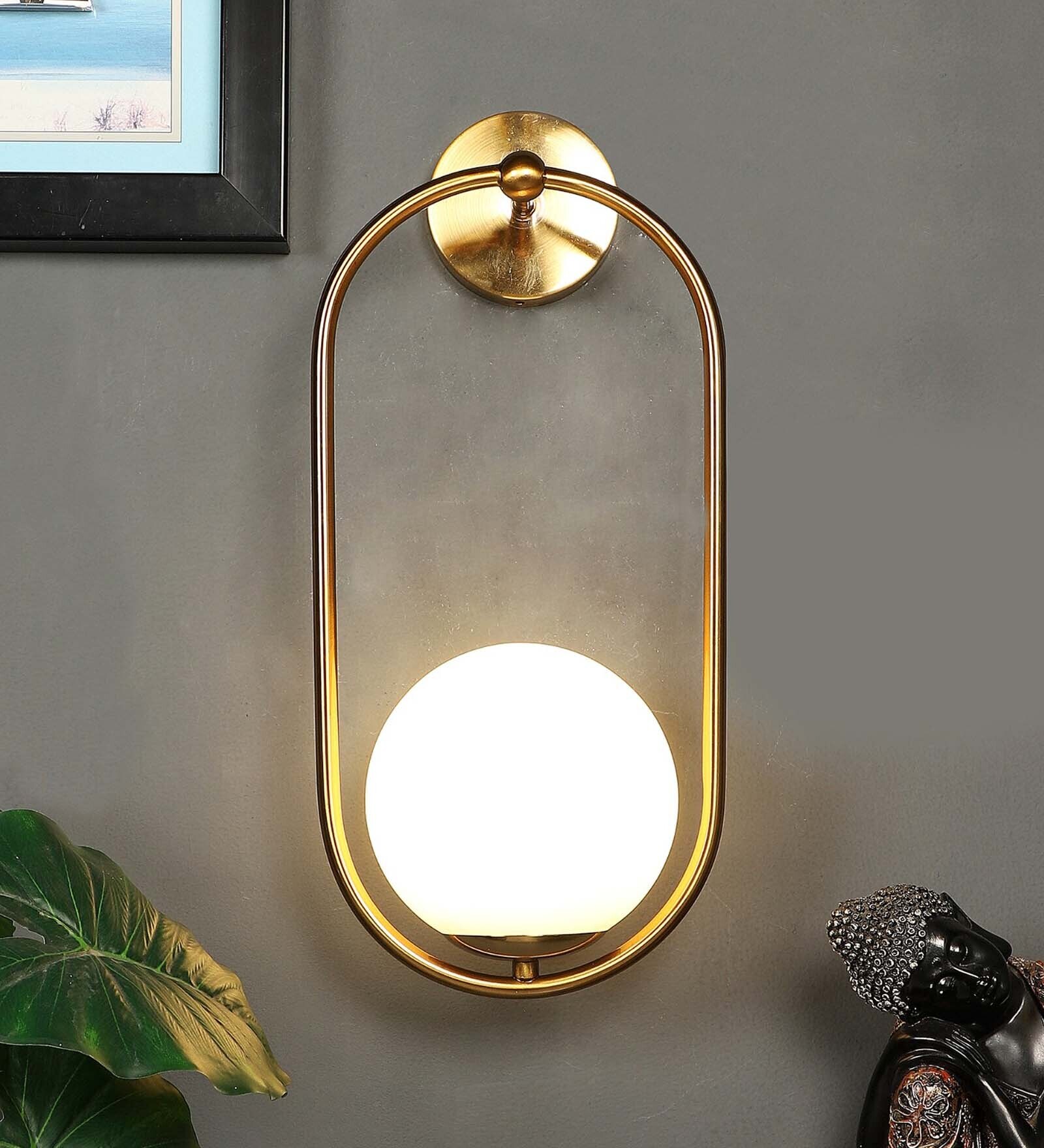Aphro Antique Gold Metal & Glass Wall Sconces