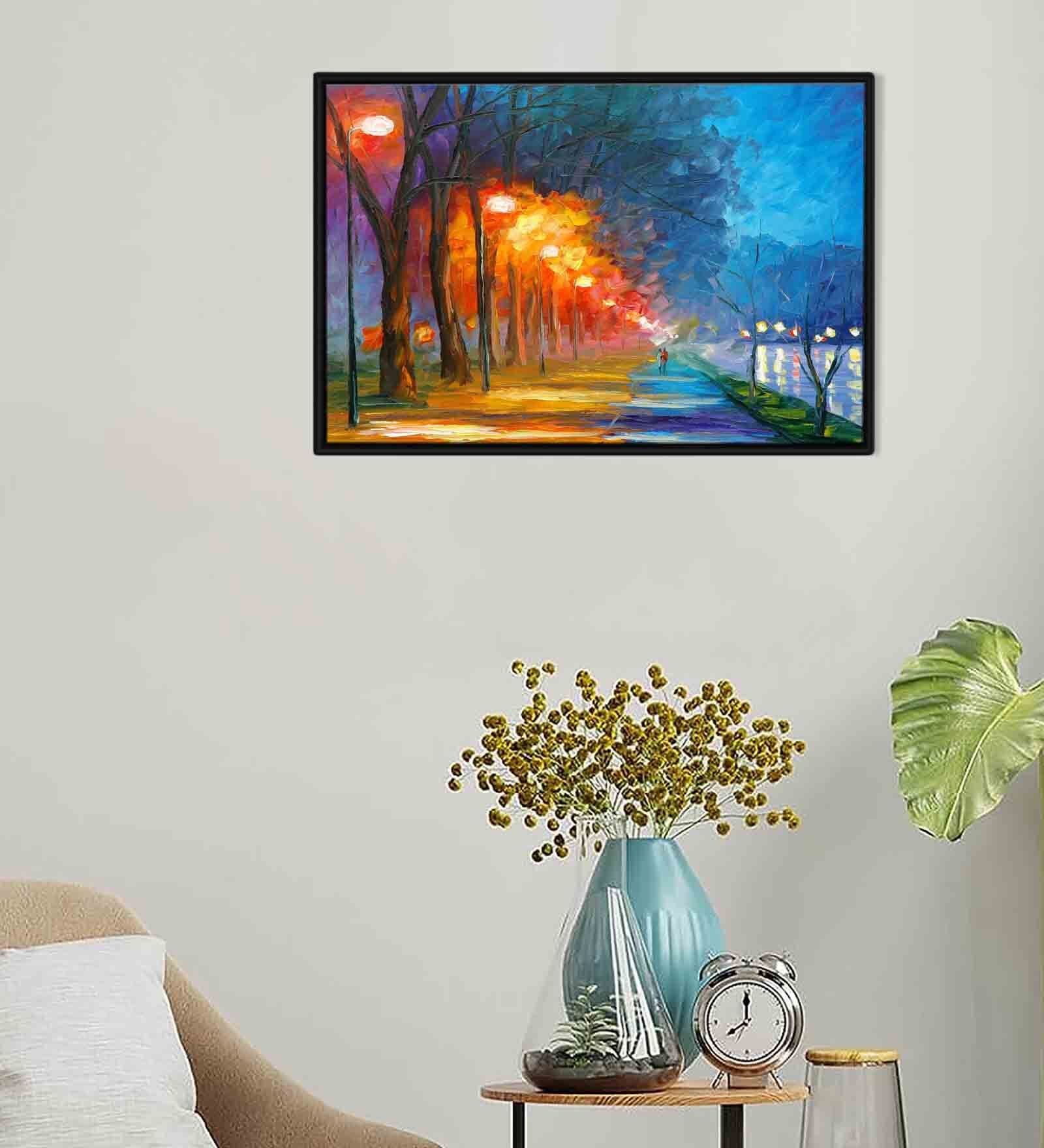 Modern Impressionism Multicolour Synthetic Wood Framed Canvas Wall Painting