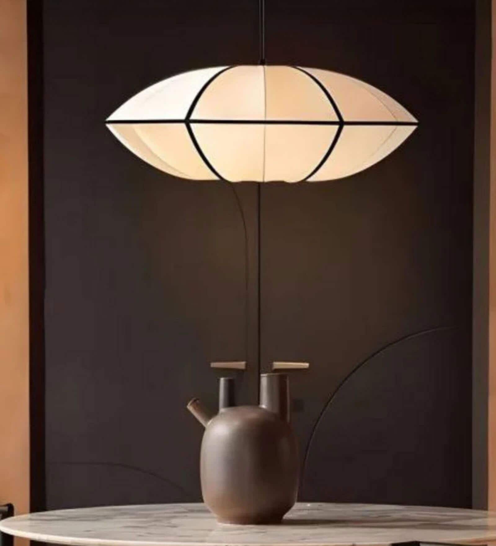 Modern Japanese Fabric Pendant Lamp (White)