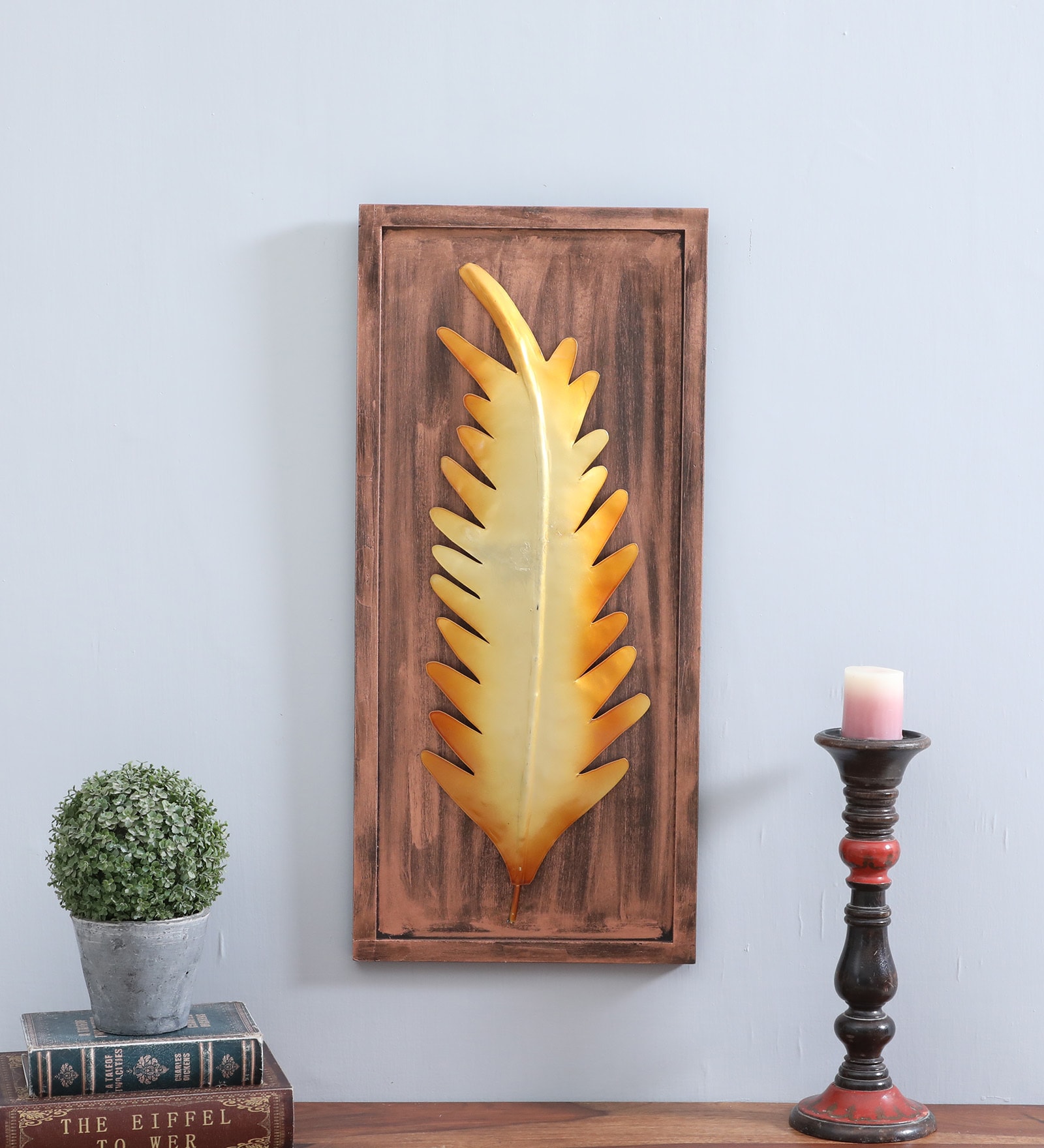 Modern Leaf Gold Iron Wall Art Without LED