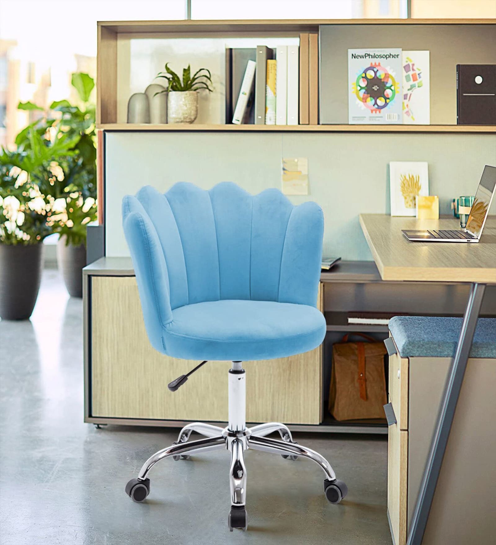 Modern Leisure Velvet Upholstered Ergonomic Chair In Aqua Color Modern Leisure Velvet Upholstered Ergonomic Chair In Aqua Color