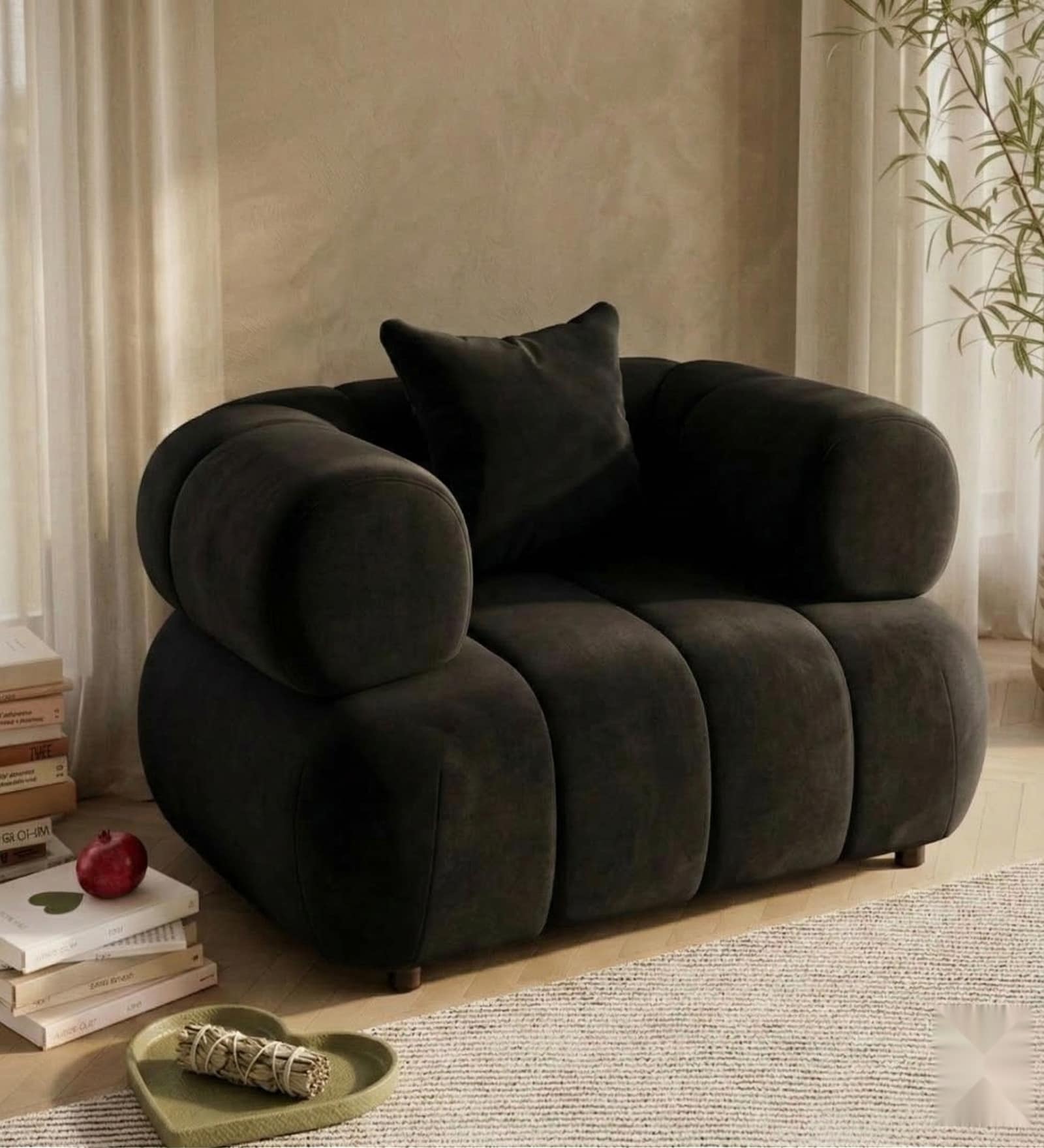 Modern Luxury 1 Seater Sofa In Black Color